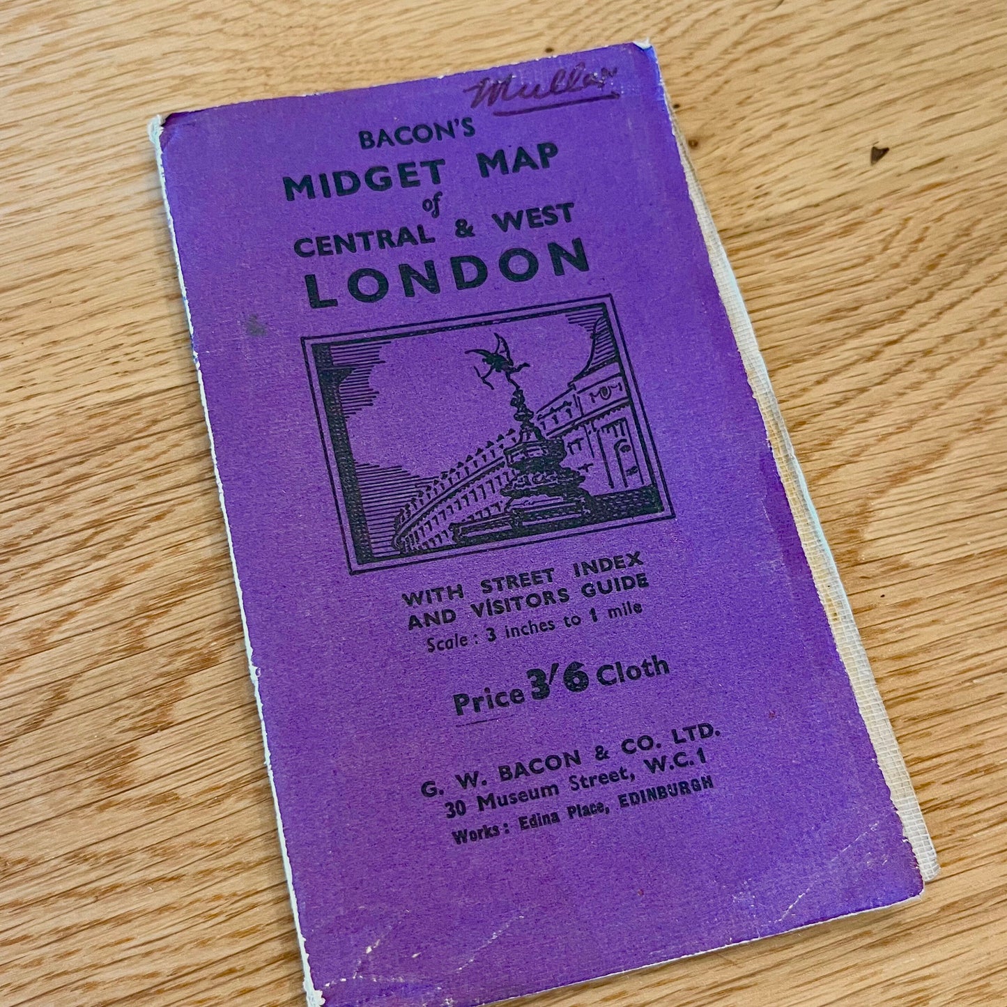 Bacon’s Midget Map of Central & West London (1950s) Vintage Softcover Book and Map