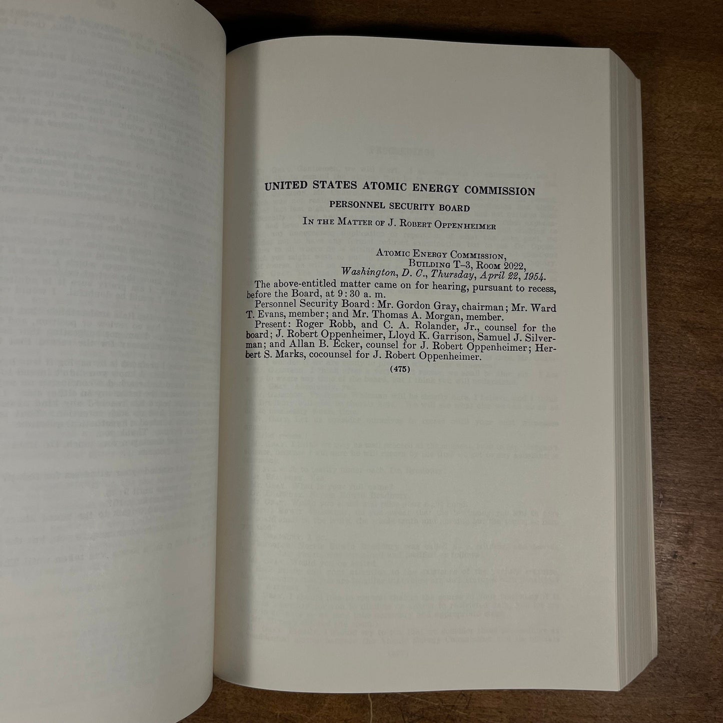 In the Matter of J. Robert Oppenheimer: Transcript of Hearing before Personnel Security Board and Texts (1971) Vintage Paperback Book