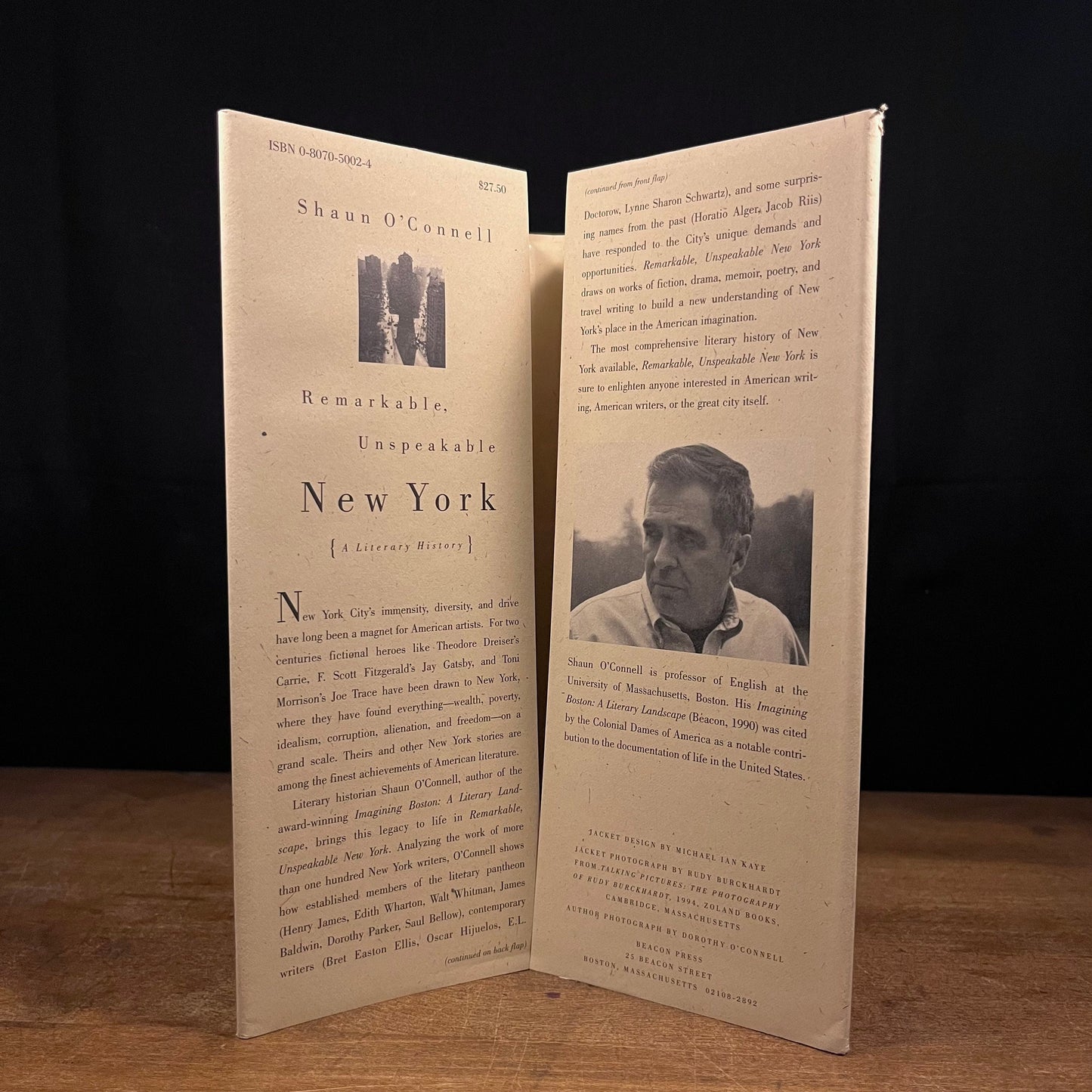 First Printing - Remarkable, Unspeakable New York: A Literary History by Shaun O’Connell (1995) Vintage Hardcover Book