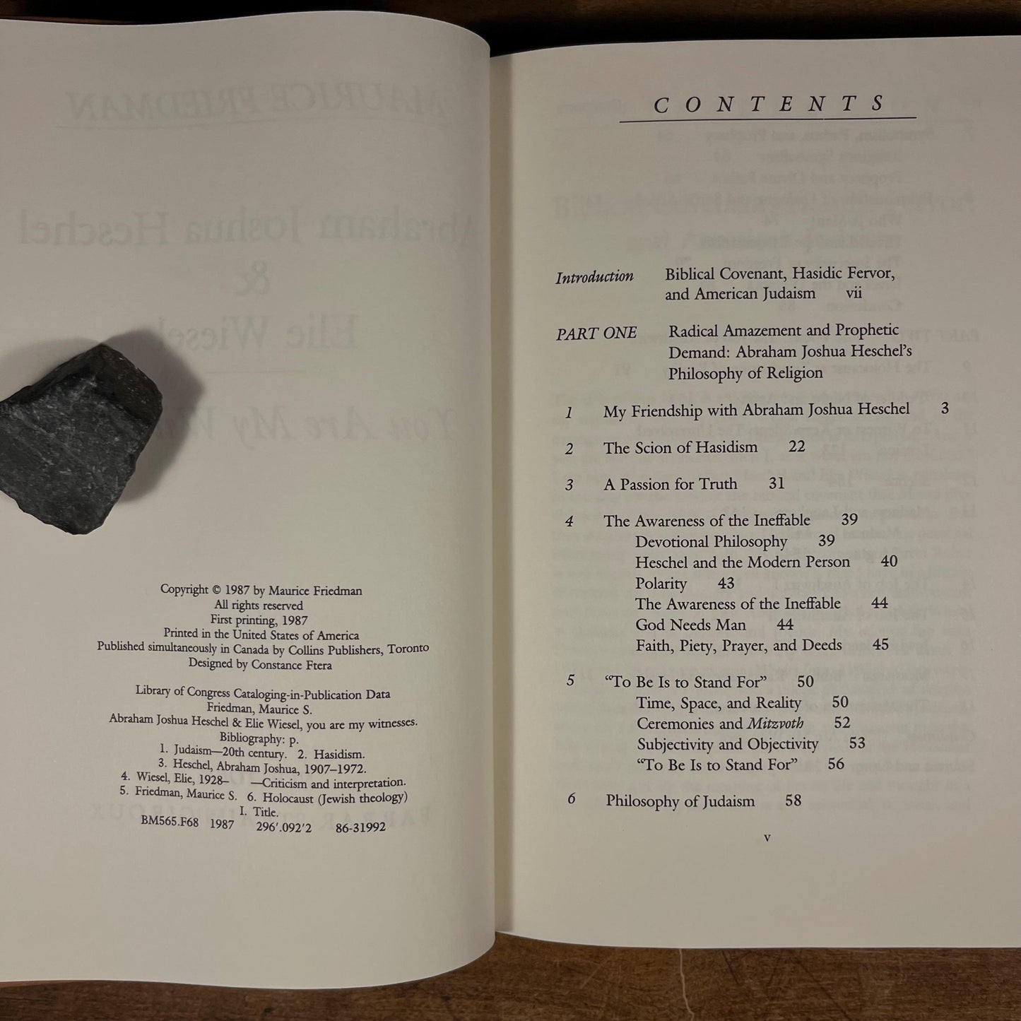 First Printing - Abraham Joshua Heschel and Elie Wiesel: You Are My Witness by Maurice Freedman (1987) Vintage Hardcover Book