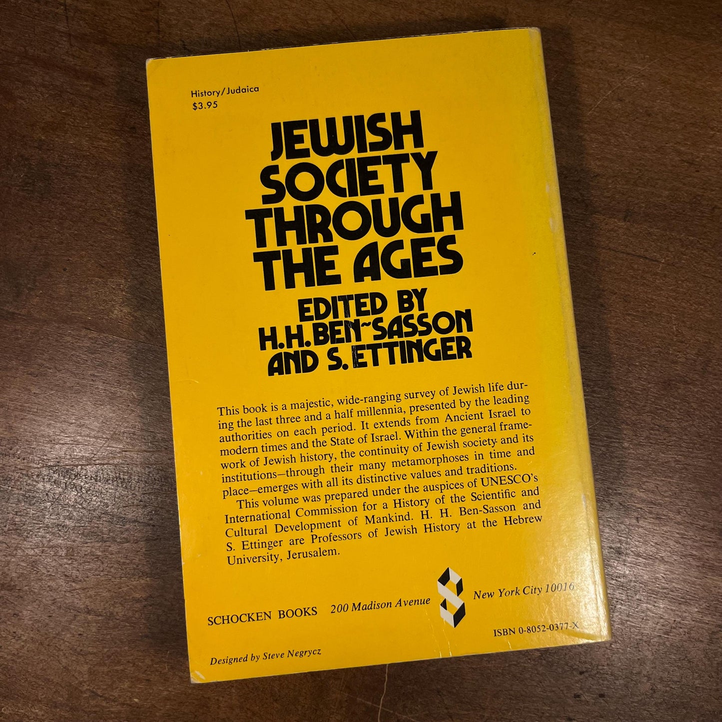 Jewish Society Through The Ages by H. H. Ben-Sasson and S. Ettinger (1973) Vintage Paperback Book