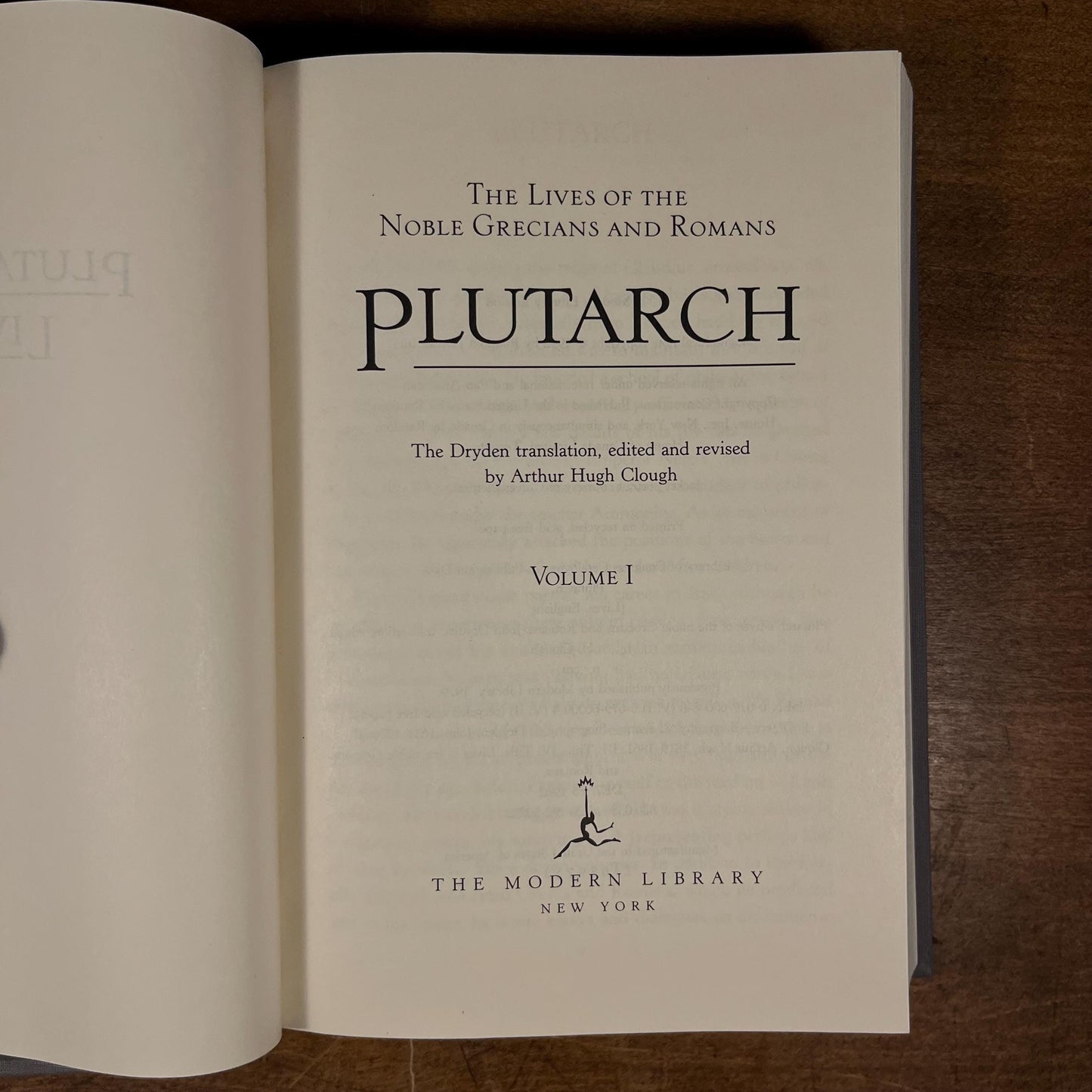 Modern Library - Plutarch’s Lives Volume I (1992) Vintage Hardcover Book