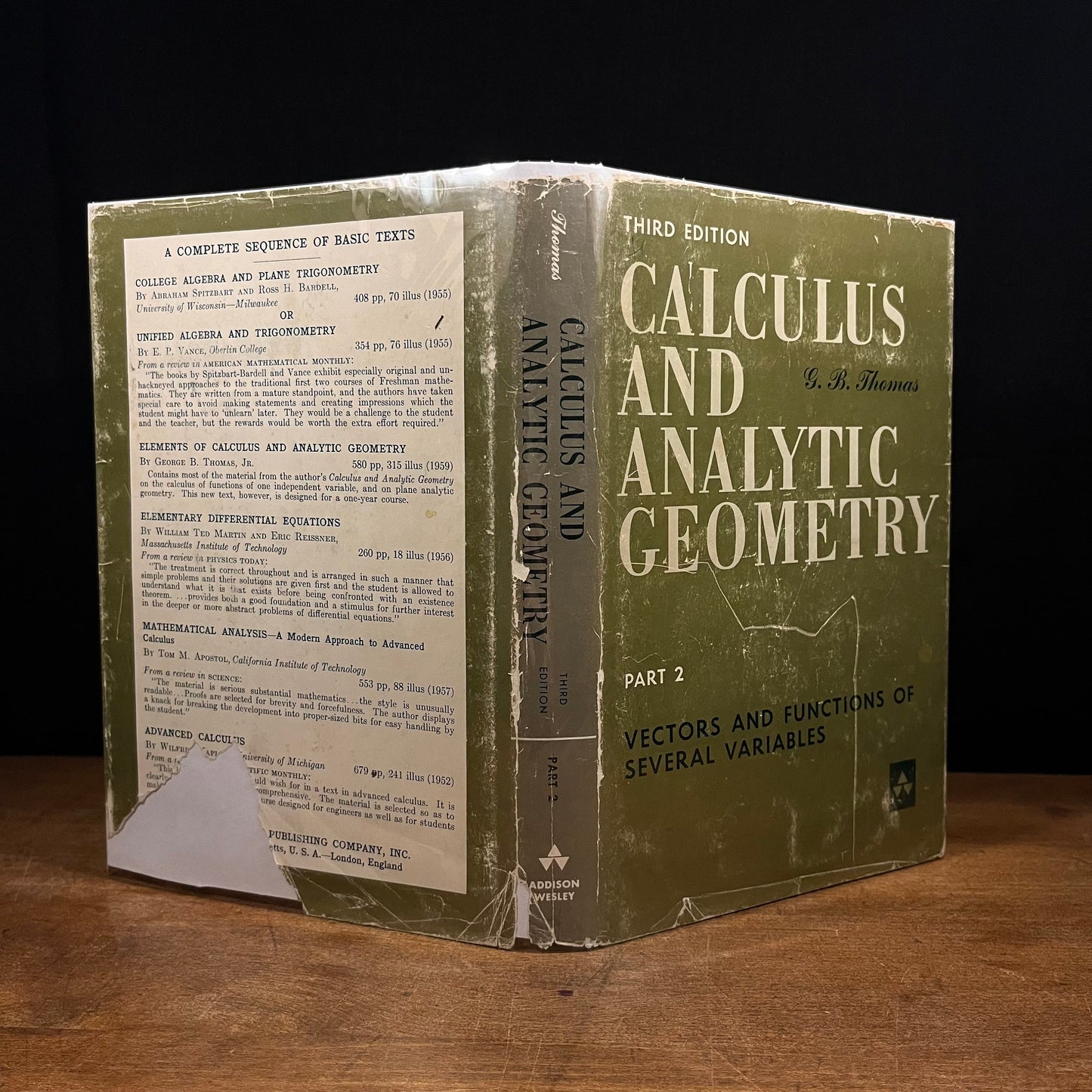 Calculus and Analytic Geometry Part 2: Vectors and Functions of Several Variables by George B. Thomas (1961) Vintage Hardcover Book