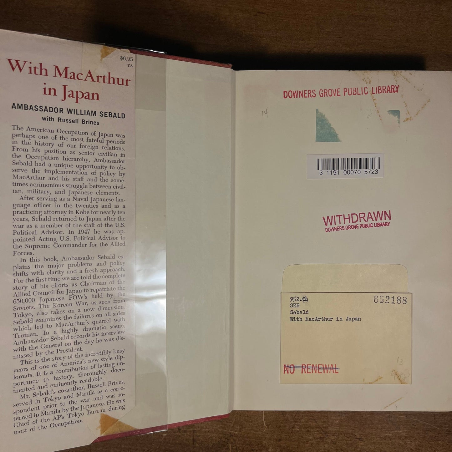 First Printing - With MacArthur in Japan: A Personal History of the Occupation by William Sebald (1965) Vintage Hardcover Book