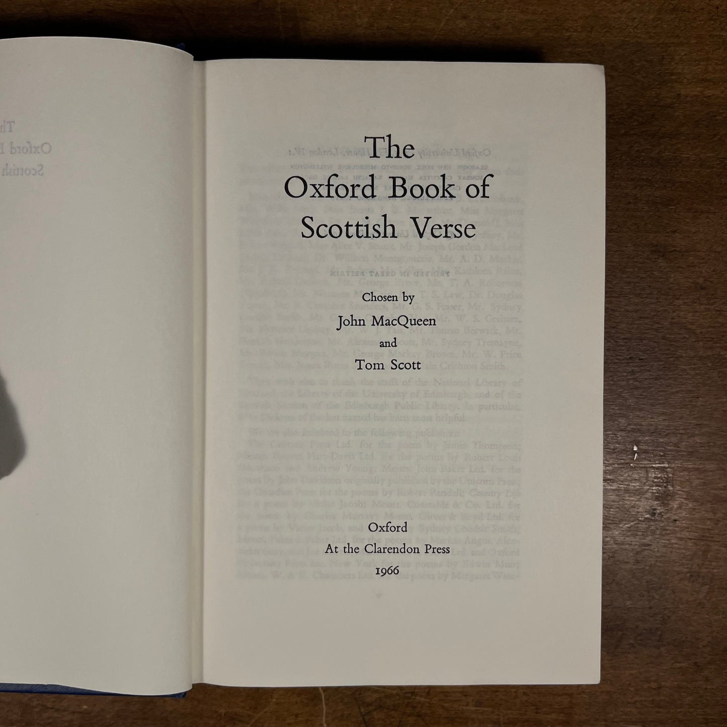 The Oxford Book of Scottish Verse by John McQueen and Tom Scott (1966) Vintage Hardcover Book