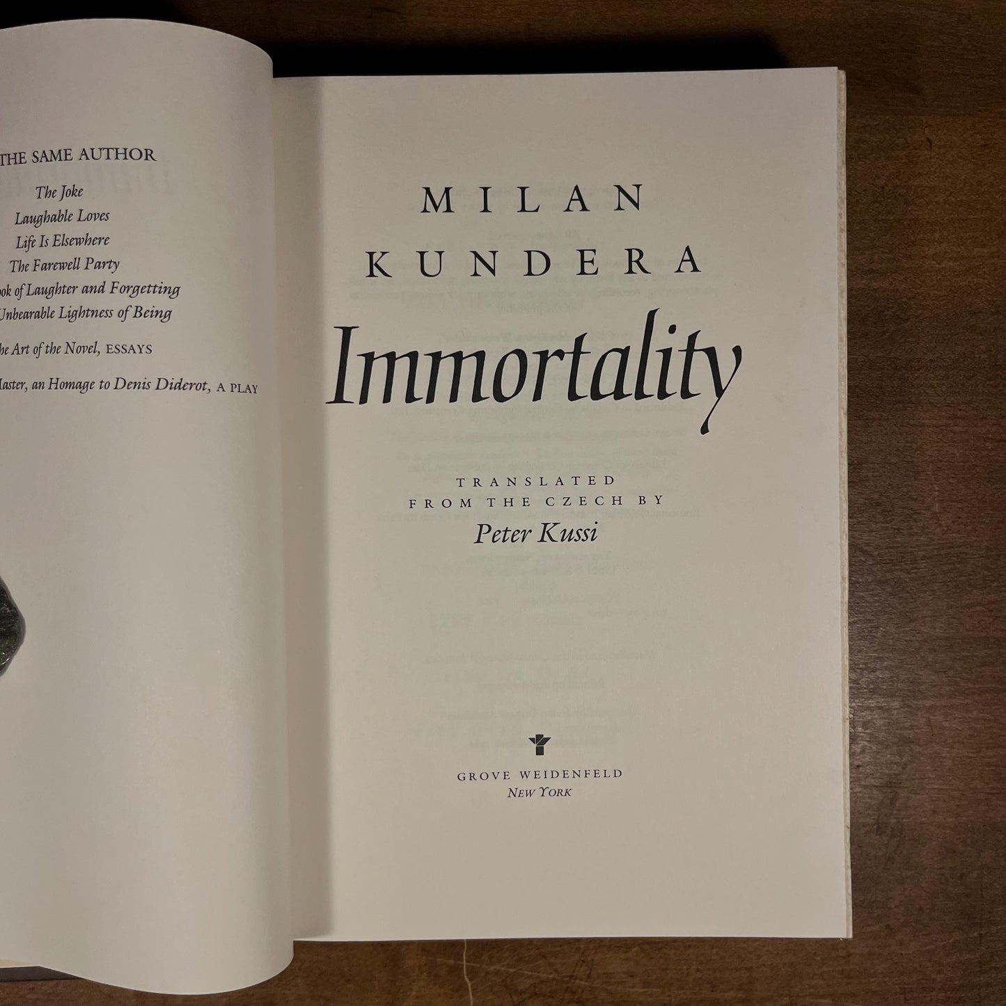 First Printing - Immortality by Milan Kundera (1991) Vintage Hardcover Book