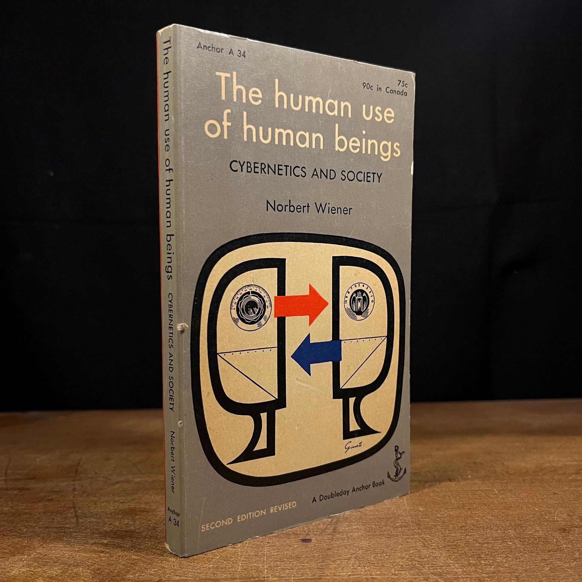 The Human Use of Human Beings: Cybernetics and Society by Norbert Weiner (1956) Vintage Paperback Book