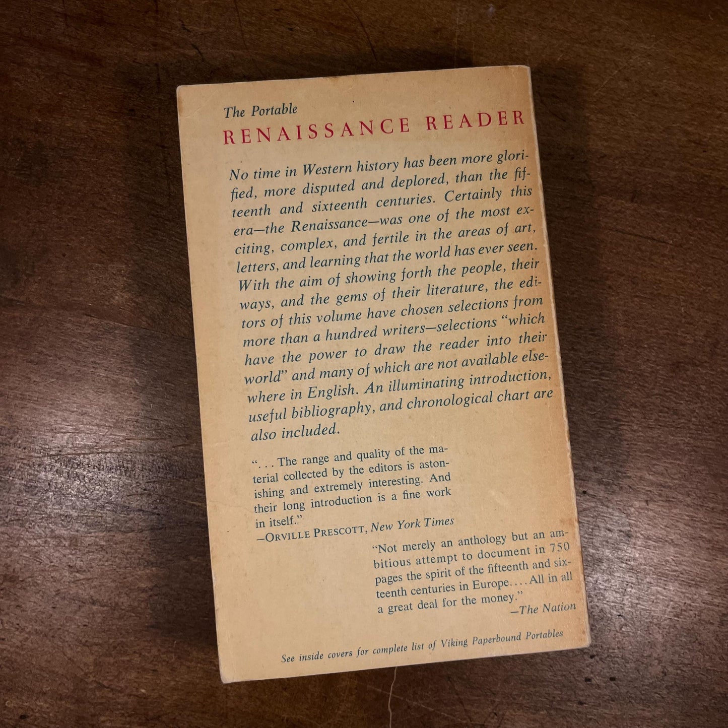 The Portable Renaissance Reader by James Bruce Ross and Mary Martin McLaughlin (1965) Vintage Paperback Book