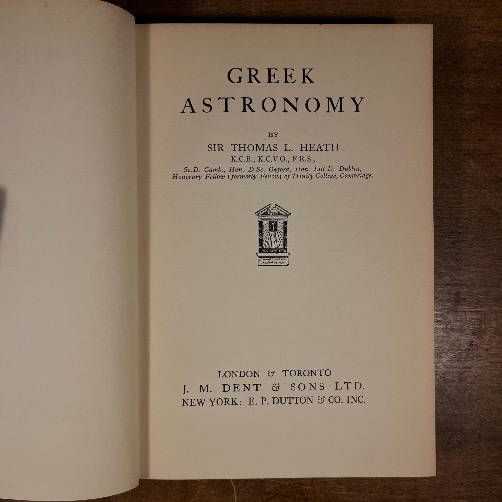 First Printing - Greek Astronomy by Thomas L. Heath (1932) Vintage Hardcover Book