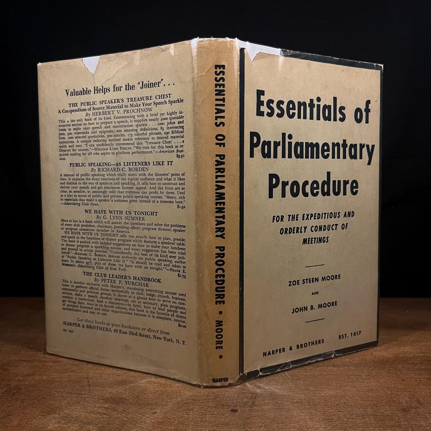 Essentials of Parliamentary Procedure: For the Expeditious and Orderly Conduct of Meetings by Z. and J. Moore (1944) Vintage Hardcover Book