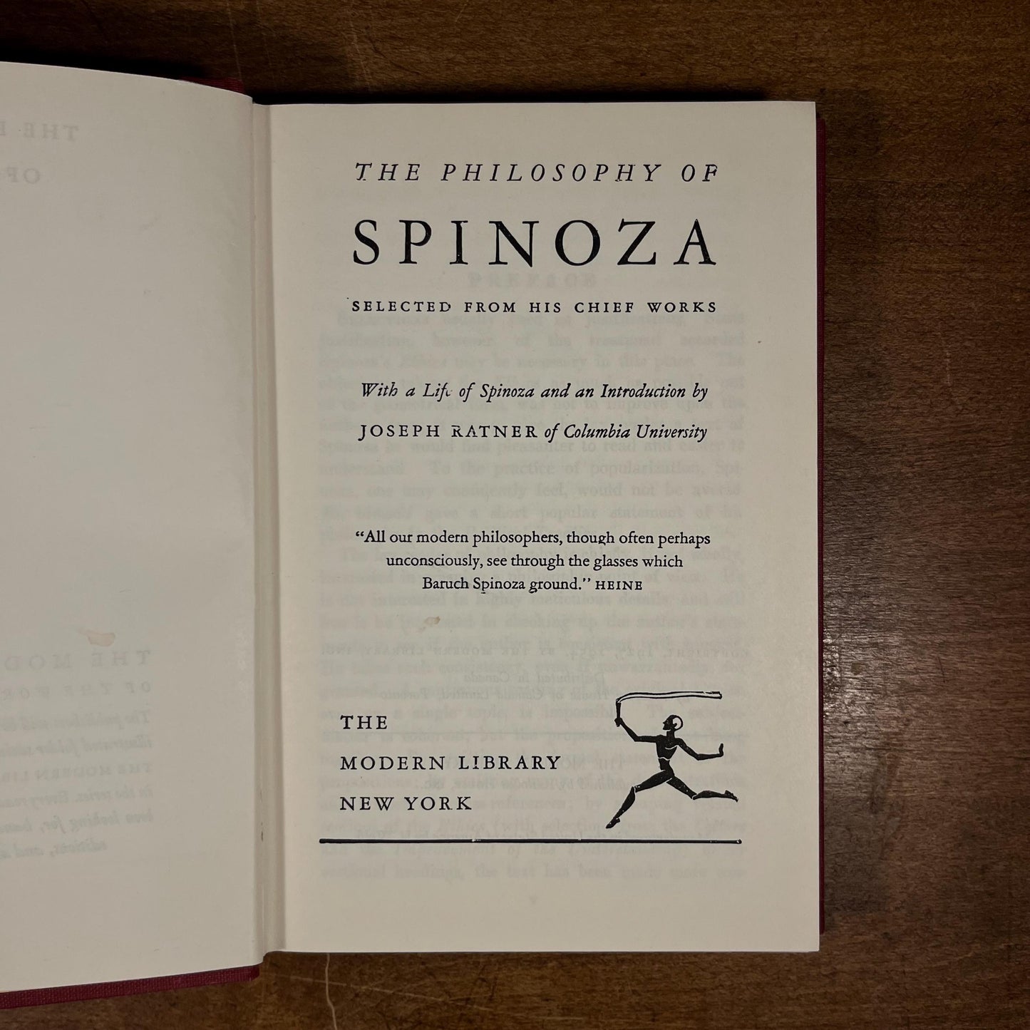 Modern Library - The Philosophy of Spinoza by Joseph Ratner (1954) Vintage Hardcover Book