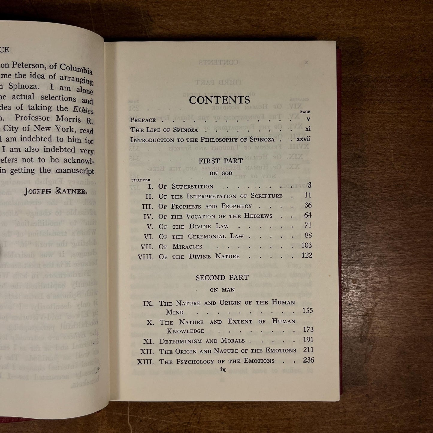 Modern Library - The Philosophy of Spinoza by Joseph Ratner (1954) Vintage Hardcover Book