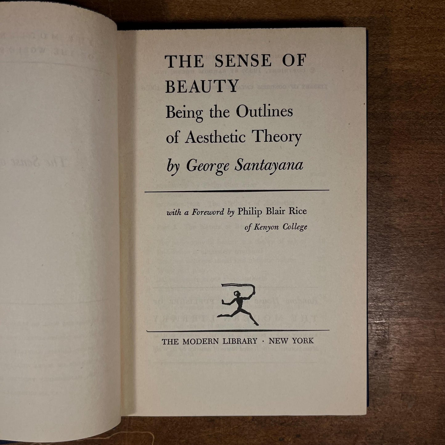 First Modern Library Edition - The Sense of Beauty: Being the Outlines of Aesthetic Theory by George Santayana (1955) Vintage Hardcover Book