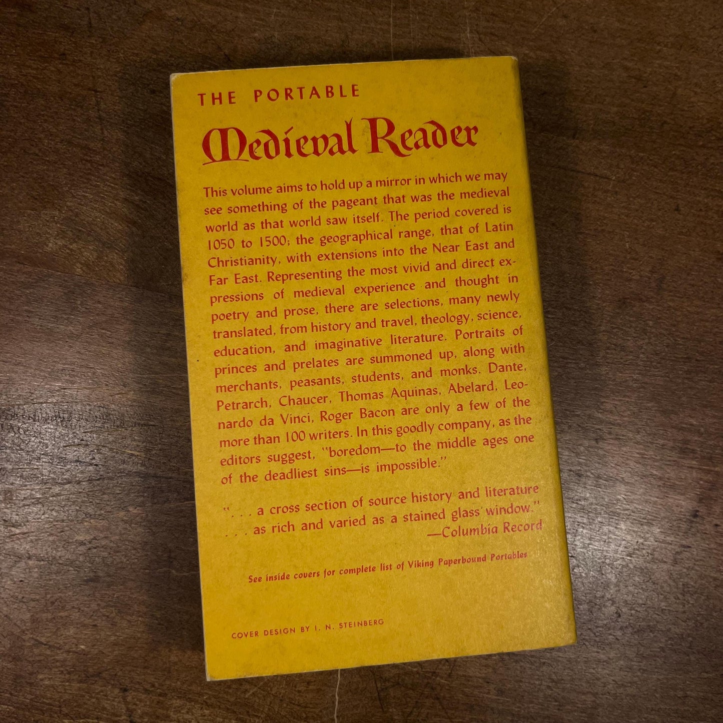The Portable Medieval Reader by James Bruce Ross and Mary Martin McLaughlin (1960) Vintage Paperback Book