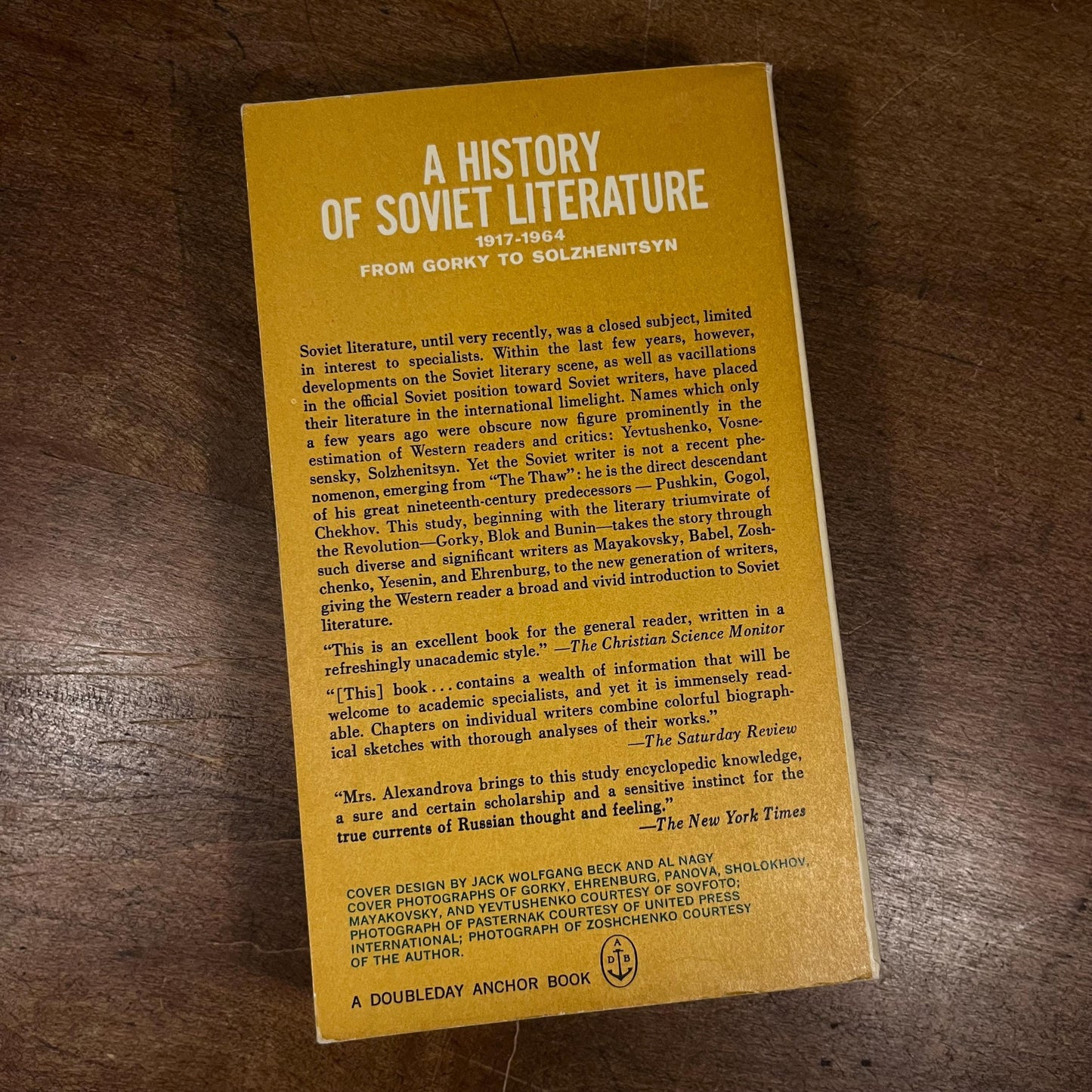 A History of Soviet Literature: 1917-1964 From Gorky to Solzhenitsyn by Vera Alexandrova (1964) Vintage Paperback Book