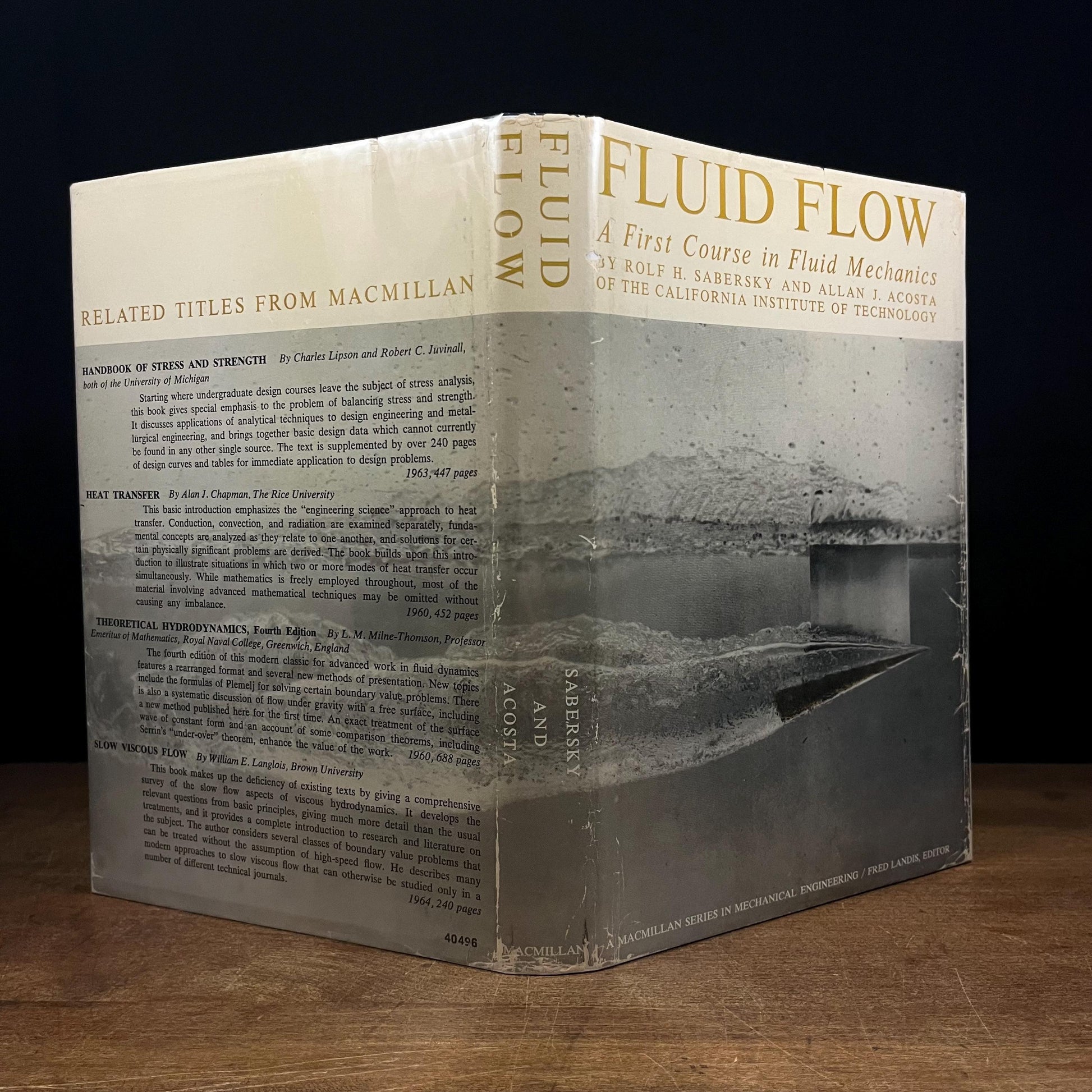 First Printing - Fluid Flow: A First Course in Fluid Mechanics by Rolf H. Sabersky and Allan J. Acosta (1964) Vintage Hardcover Book