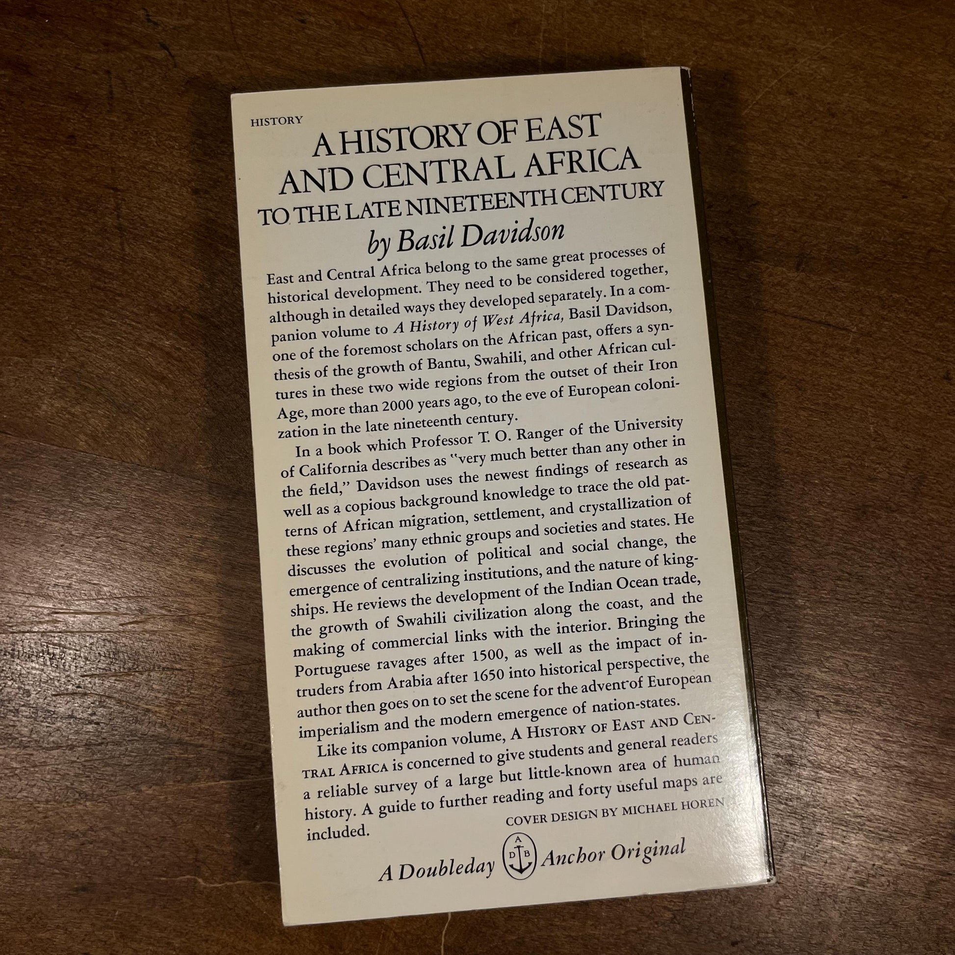 A History of East and Central Africa: To the Late Nineteenth Century by Basil Davidson (1969) Vintage Paperback Book