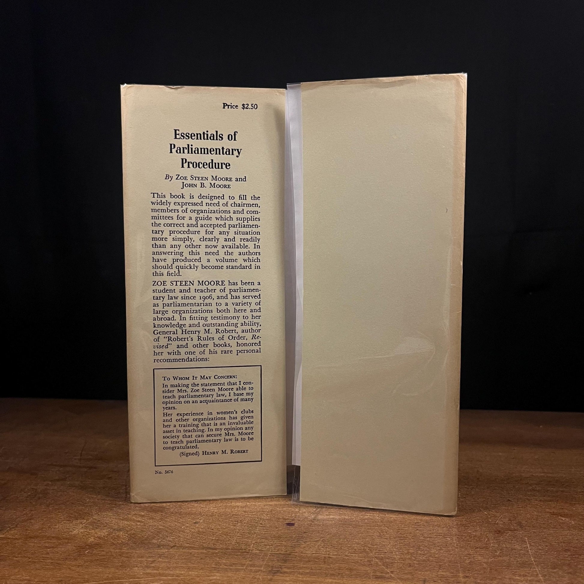 Essentials of Parliamentary Procedure: For the Expeditious and Orderly Conduct of Meetings by Z. and J. Moore (1944) Vintage Hardcover Book