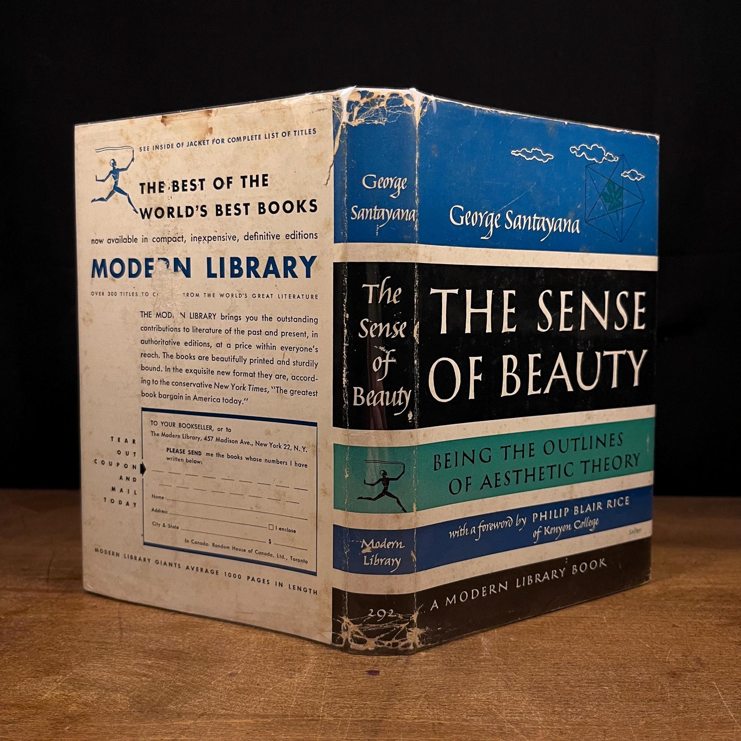 First Modern Library Edition - The Sense of Beauty: Being the Outlines of Aesthetic Theory by George Santayana (1955) Vintage Hardcover Book