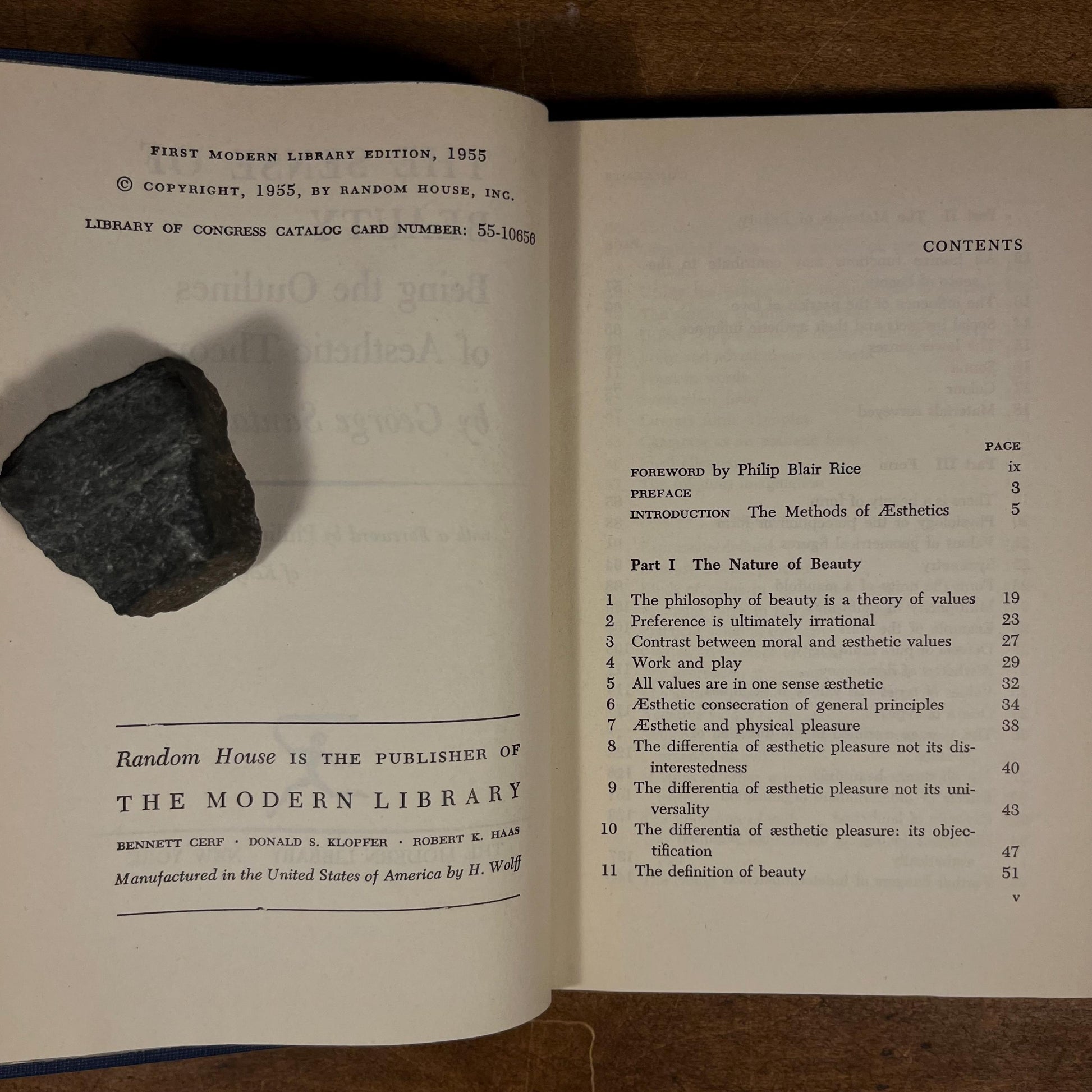 First Modern Library Edition - The Sense of Beauty: Being the Outlines of Aesthetic Theory by George Santayana (1955) Vintage Hardcover Book