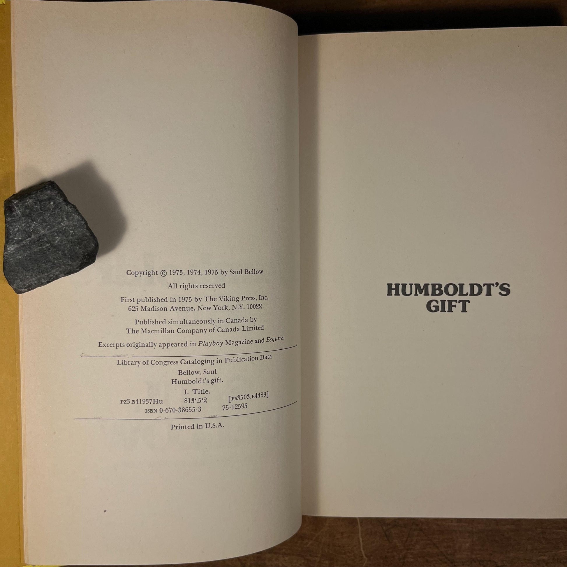 First Printing - Humboldt’s Gift by Saul Bellow (1975) Vintage Hardcover Book