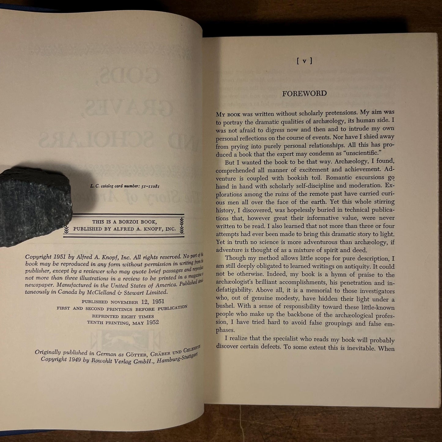 Gods, Graves, and Scholars: The Story of Archaeology by C. W. Ceram (1952) Vintage Hardcover Book