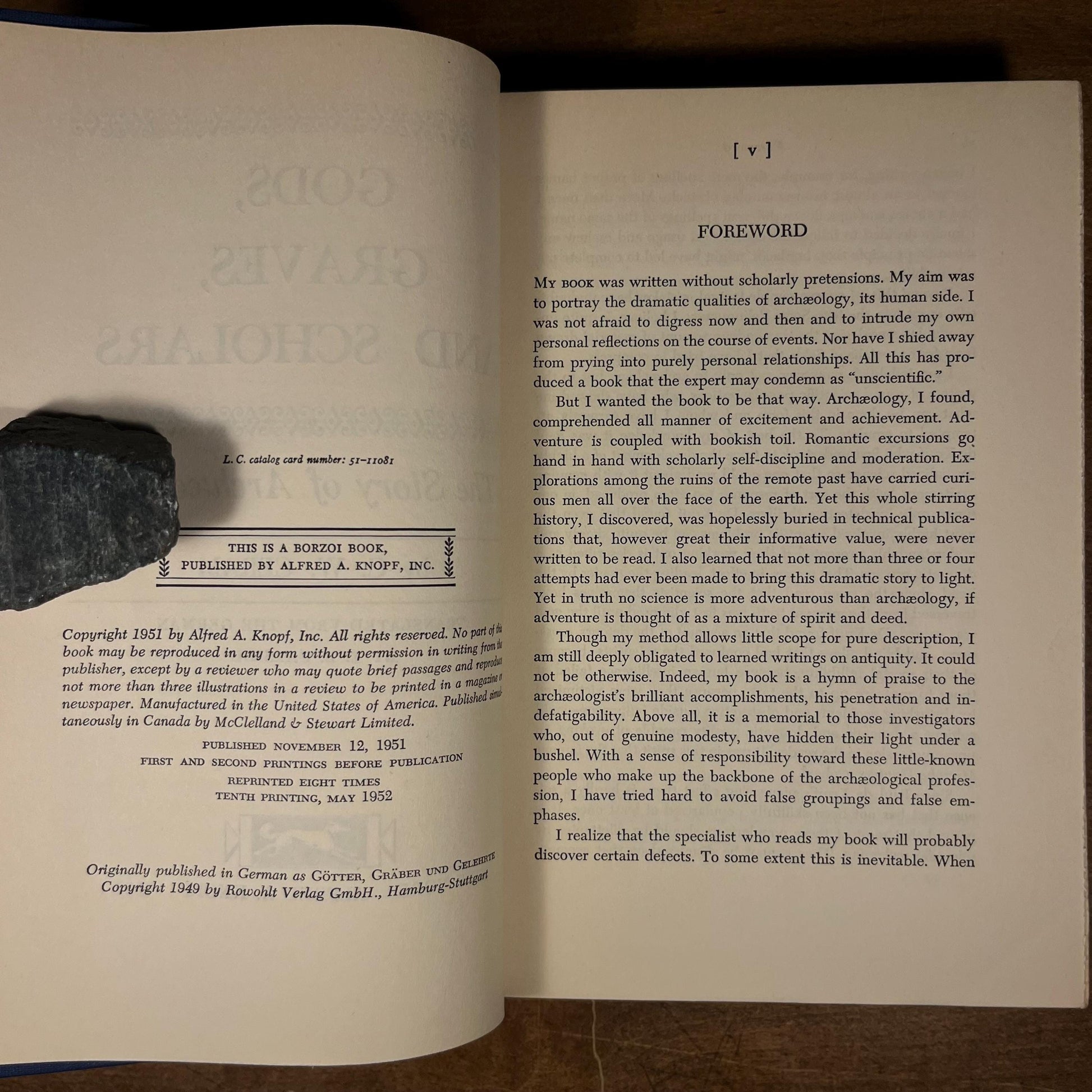 Gods, Graves, and Scholars: The Story of Archaeology by C. W. Ceram (1952) Vintage Hardcover Book