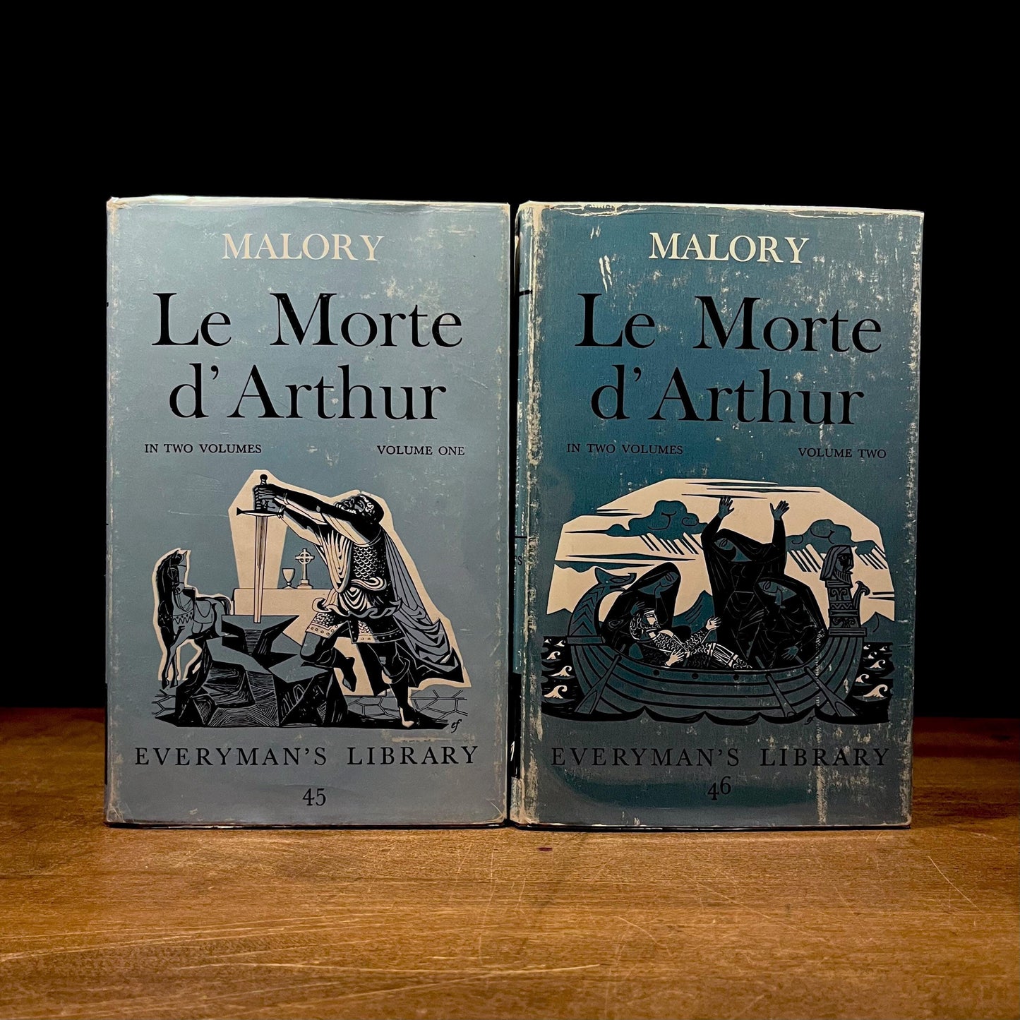 Everyman’s Library - Le Morte d’Arthur in Two Volumes: Volume One and Two by Sir Thomas Malory (1961, 1963) Vintage Hardcover Book Collection