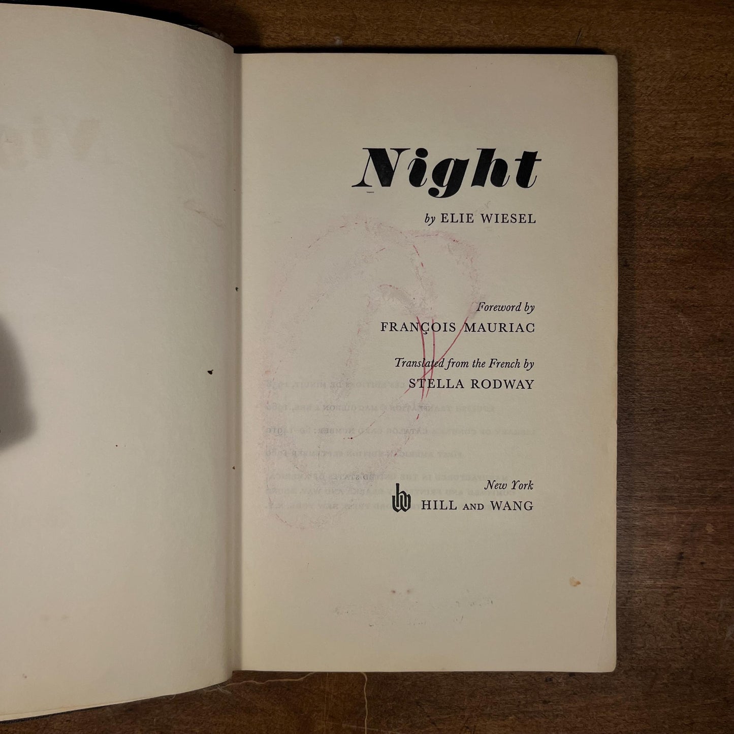 First Printing - Night by Elie Wiesel (First American Edition, 1960) Vintage Hardcover Book