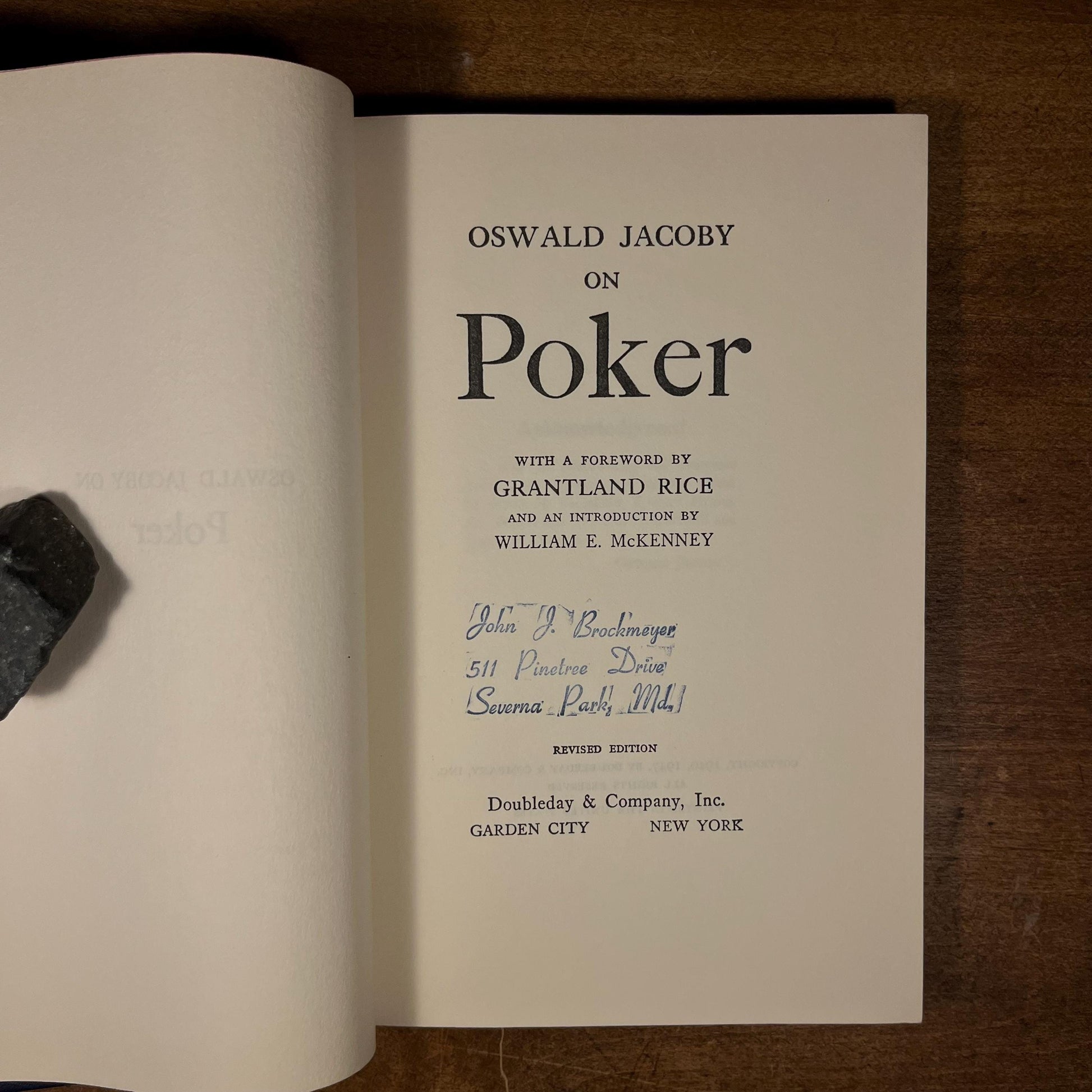 Oswald Jacoby on Poker (1947) Vintage Hardcover Book