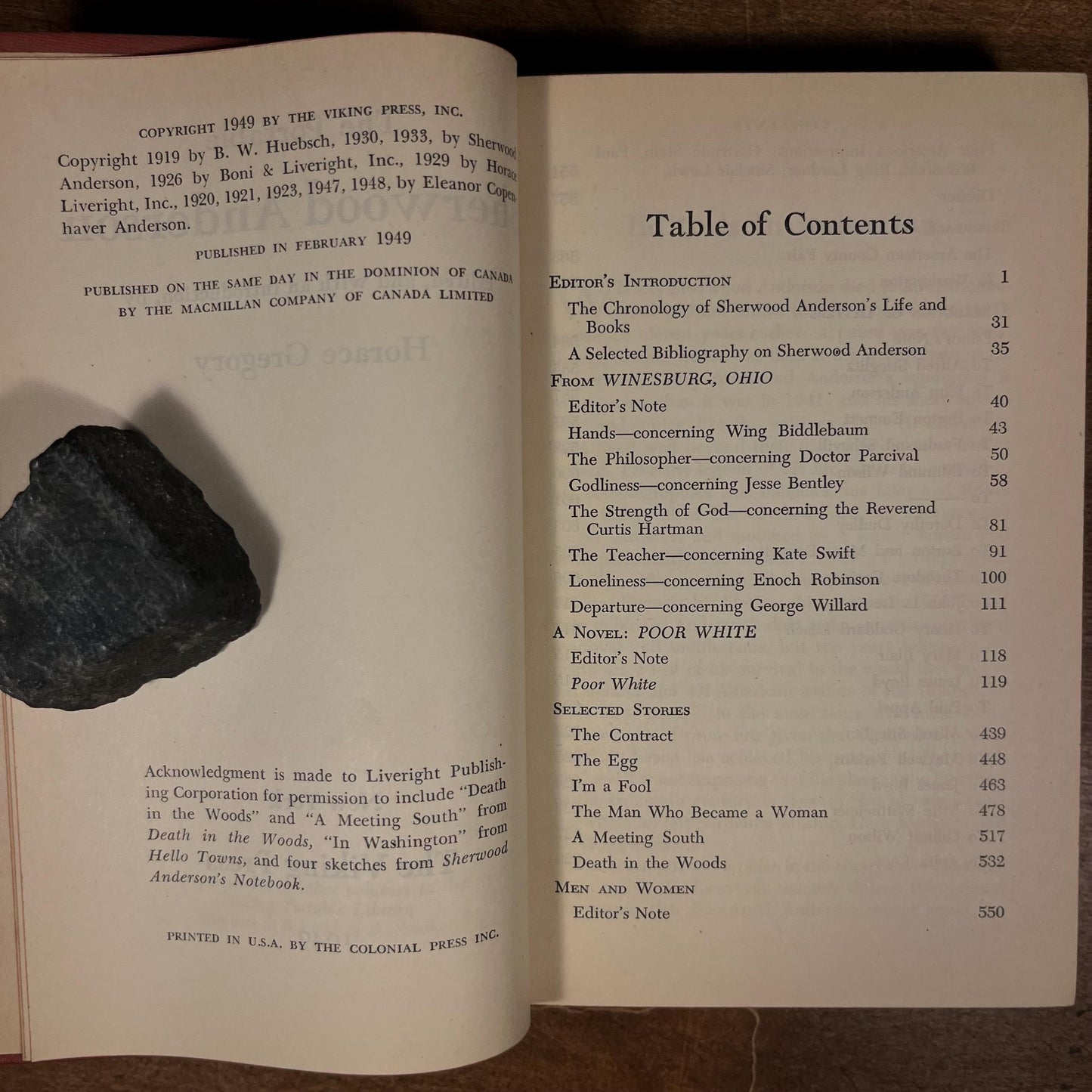 First Printing - The Portable Sherwood Anderson by Horace Gregory (1949) Vintage Hardcover Book