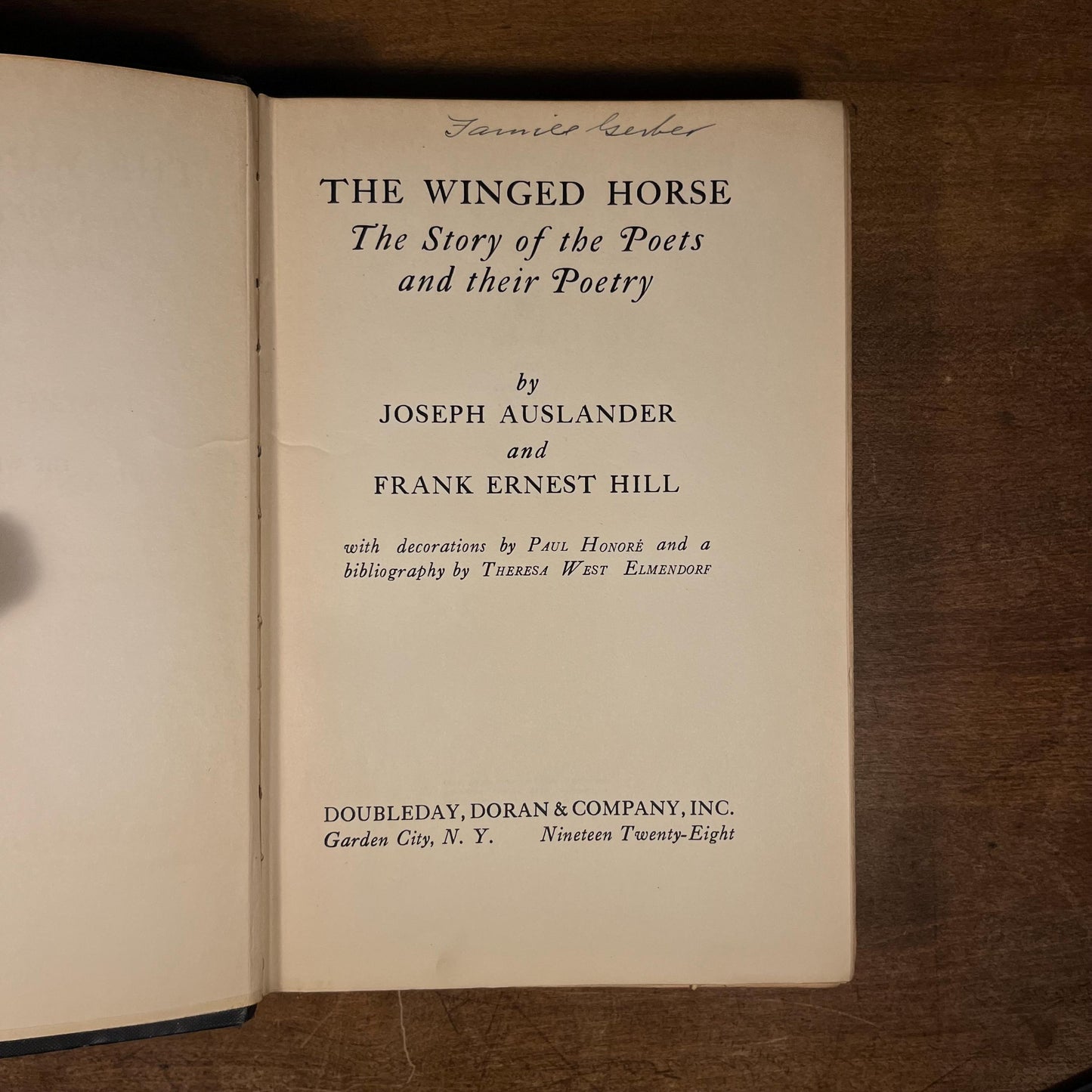 The Winged Horse: The Story of the Poets and their Poetry by Joseph Auslander and Frank Ernest Hill (1928) Vintage Hardcover Book