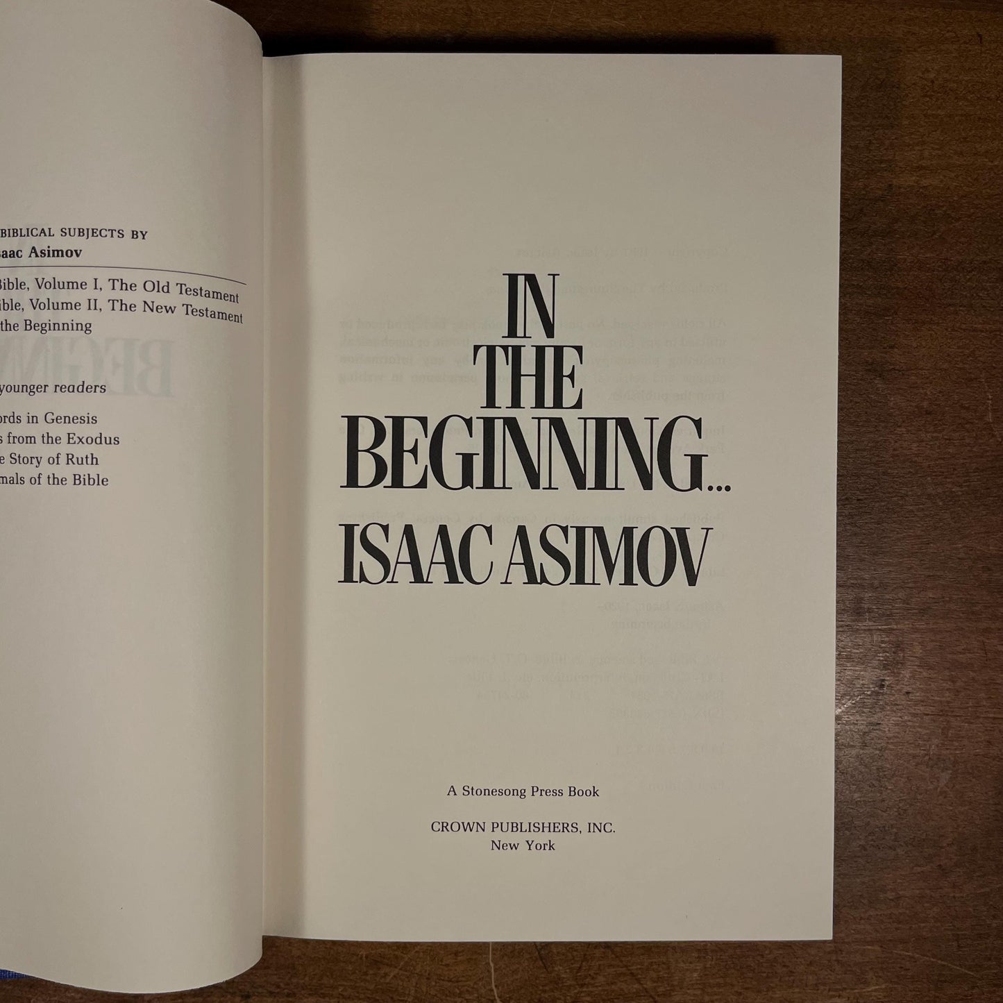 First Printing - In the Beginning by Isaac Asimov (1981) Vintage Hardcover Book