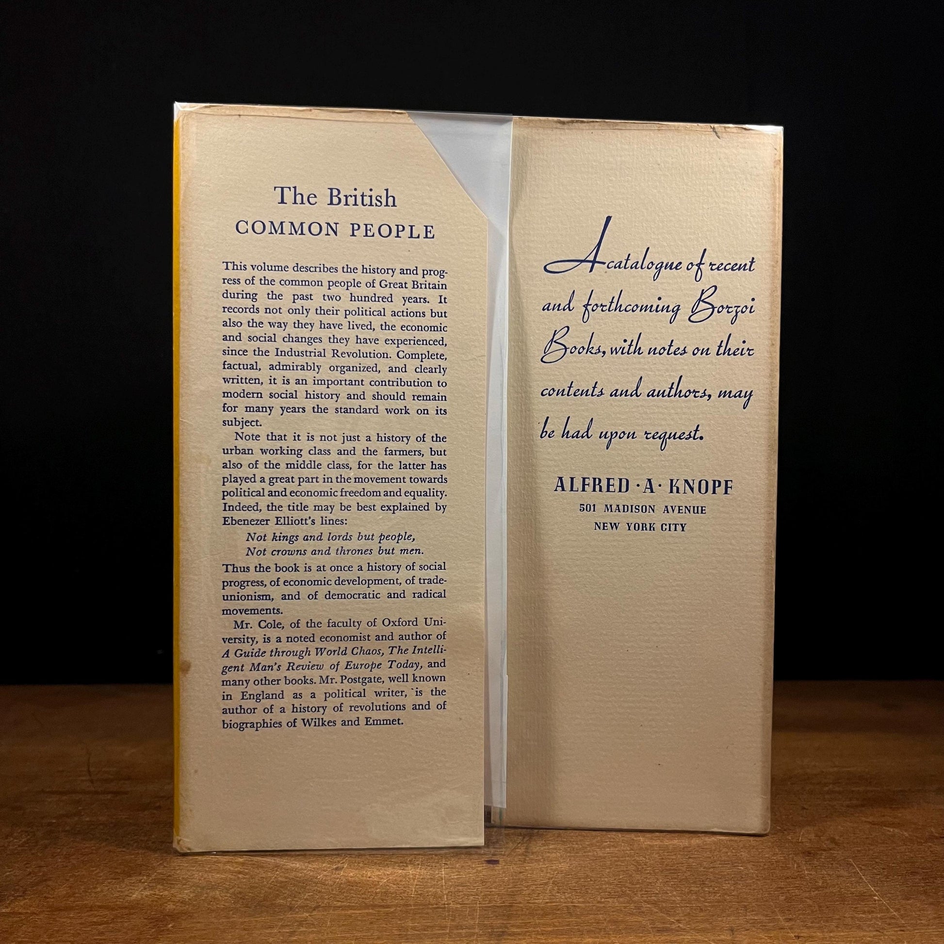 First Printing - The British Common People, 1746-1938 by G. D. H. Cole and Raymond Postgate (1939) Vintage Hardcover Book