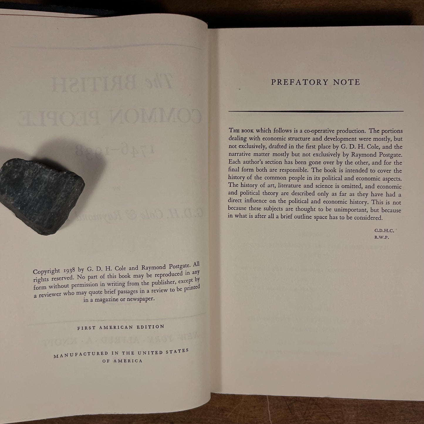 First Printing - The British Common People, 1746-1938 by G. D. H. Cole and Raymond Postgate (1939) Vintage Hardcover Book