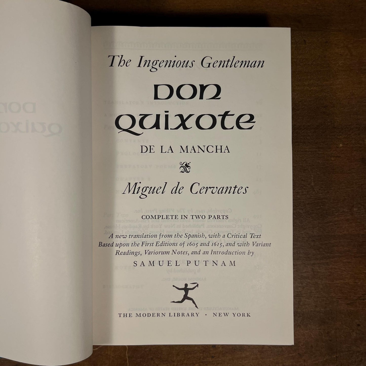 Modern Library - Don Quixote: The Ingenious Gentleman by Miguel de Cervantes (1965) Vintage Hardcover Book