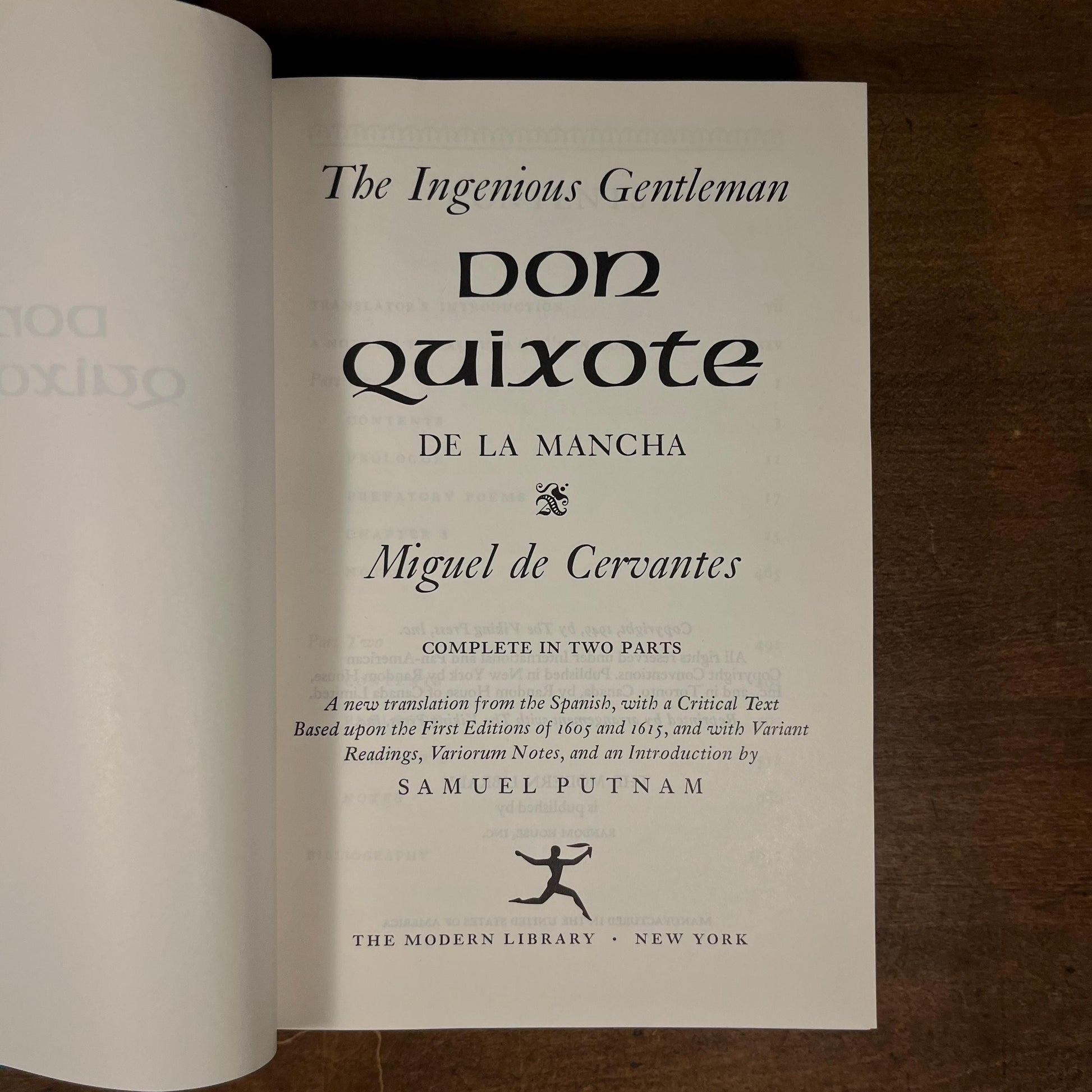 Modern Library - Don Quixote: The Ingenious Gentleman by Miguel de Cervantes (1965) Vintage Hardcover Book