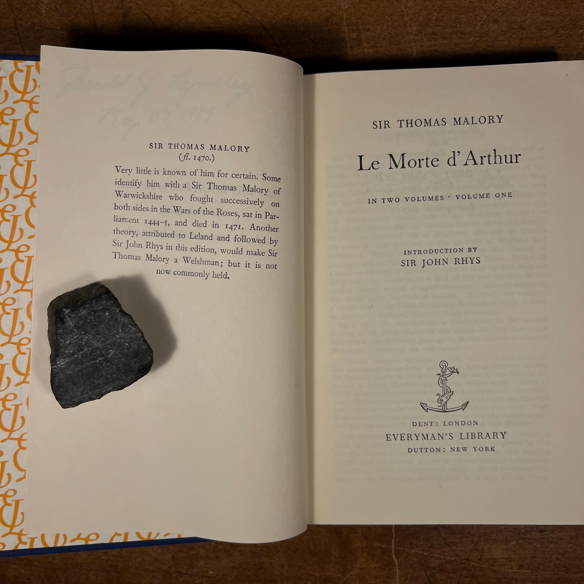 Everyman’s Library - Le Morte d’Arthur in Two Volumes: Volume One & Two by Sir Thomas Malory (1961, 1963) Vintage Hardcover Book Collection