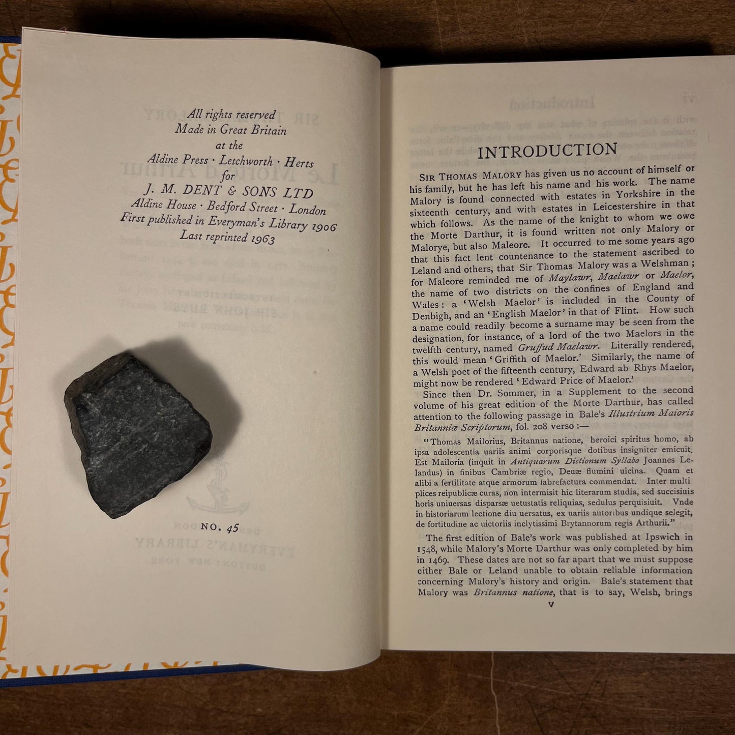 Everyman’s Library - Le Morte d’Arthur in Two Volumes: Volume One & Two by Sir Thomas Malory (1961, 1963) Vintage Hardcover Book Collection