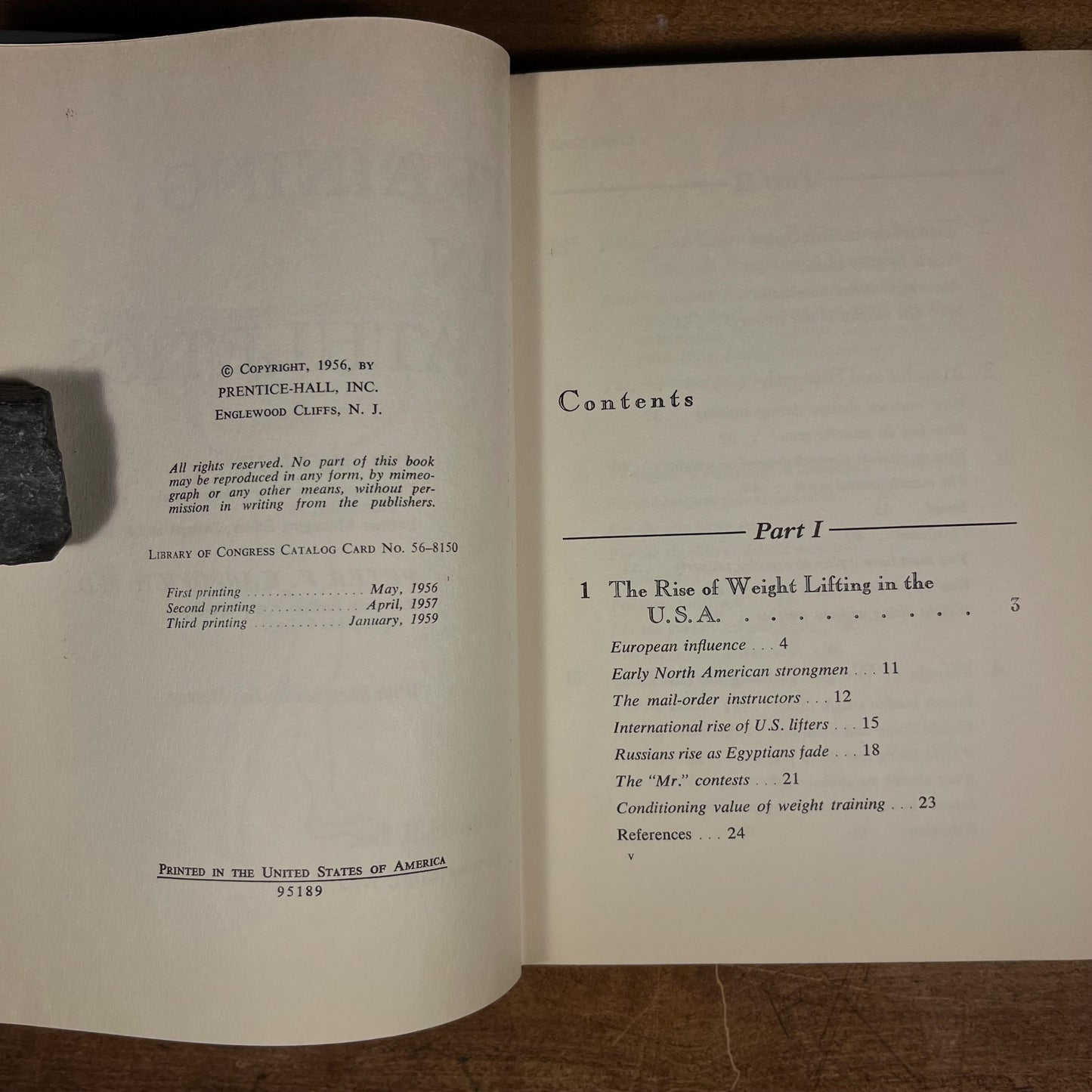 Third Printing - Weight Training in Athletics by James A. Murray and Peter Karpovoch (1959) Vintage Hardcover Book