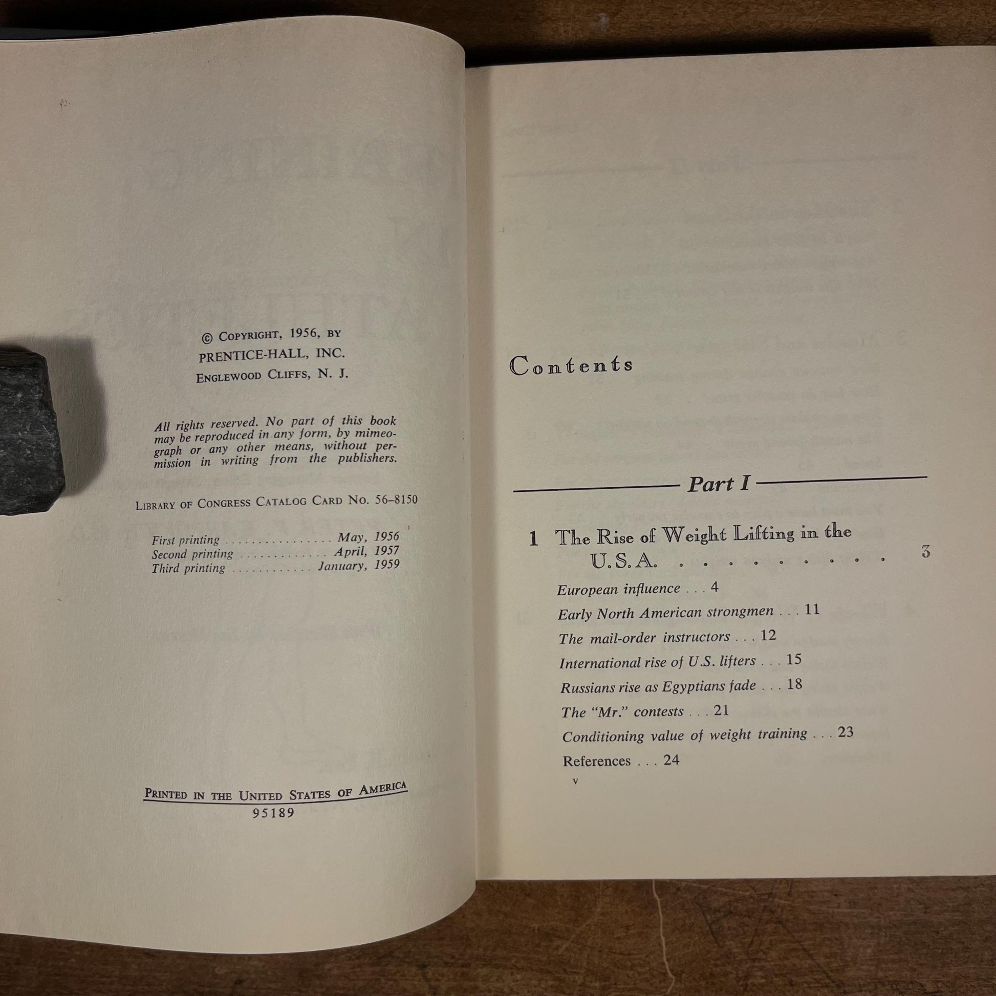 Third Printing - Weight Training in Athletics by James A. Murray and Peter Karpovoch (1959) Vintage Hardcover Book