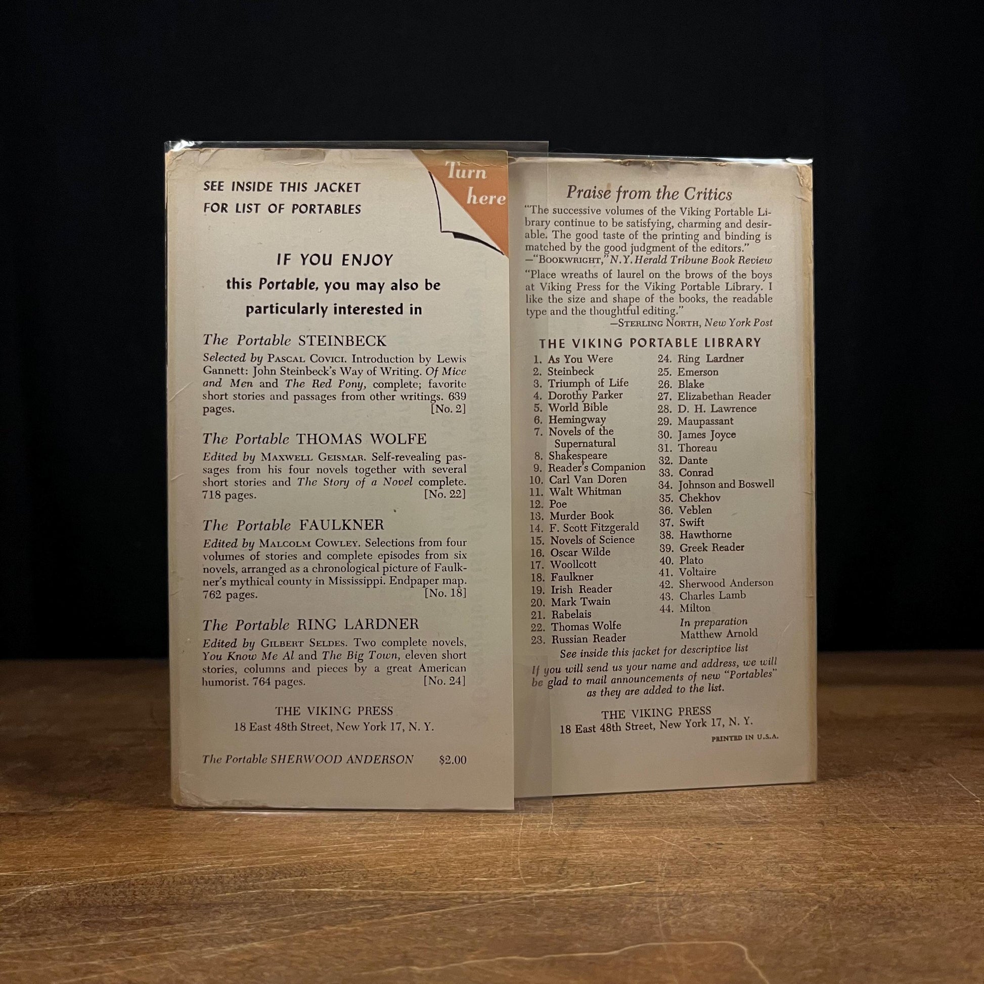 First Printing - The Portable Sherwood Anderson by Horace Gregory (1949) Vintage Hardcover Book