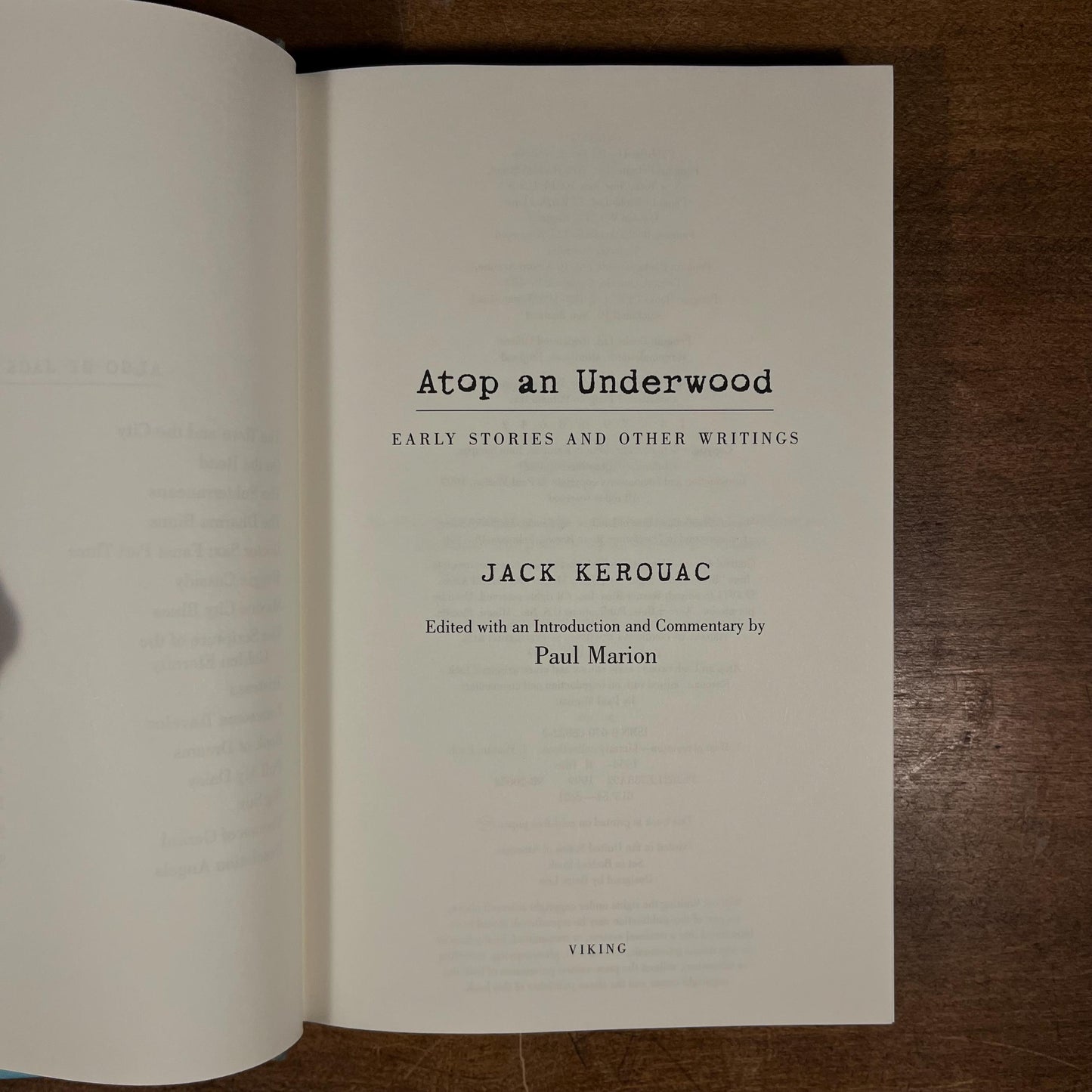 First Printing - Atop an Underworld: Early Short Stories and Other Writings by Jack Kerouac (1999) Vintage Hardcover Book