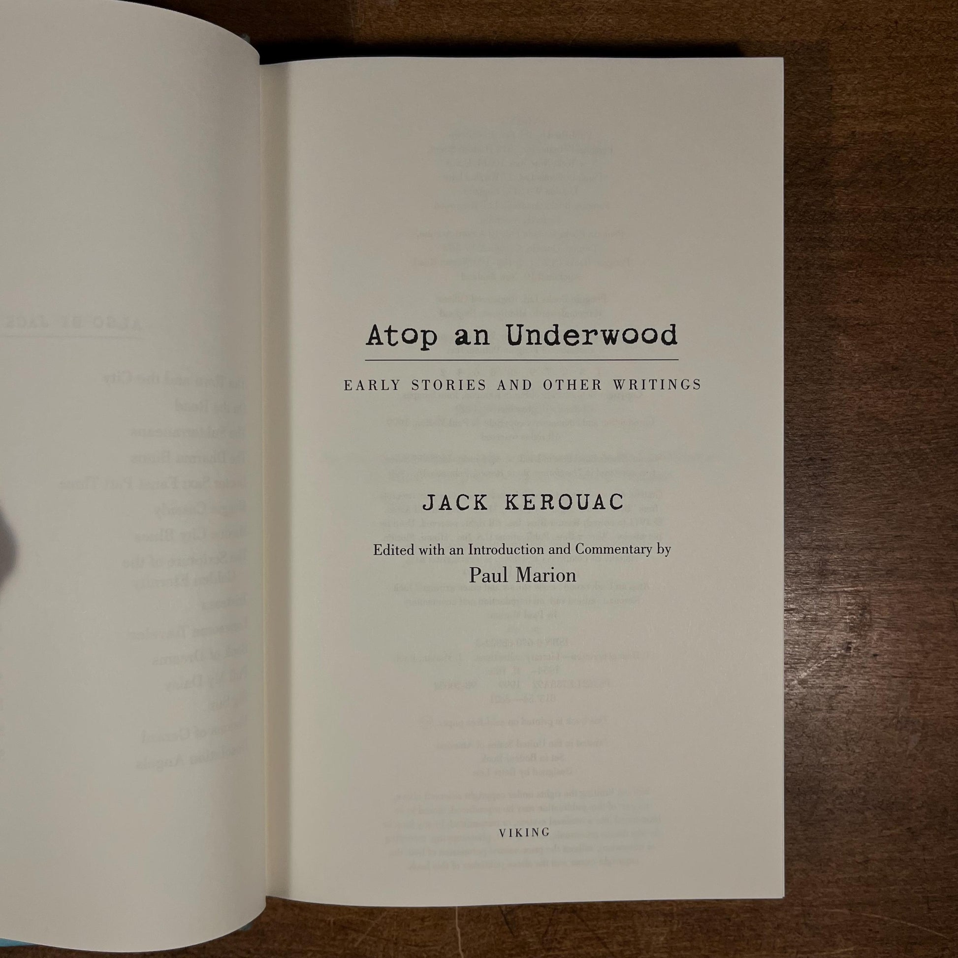 First Printing - Atop an Underworld: Early Short Stories and Other Writings by Jack Kerouac (1999) Vintage Hardcover Book