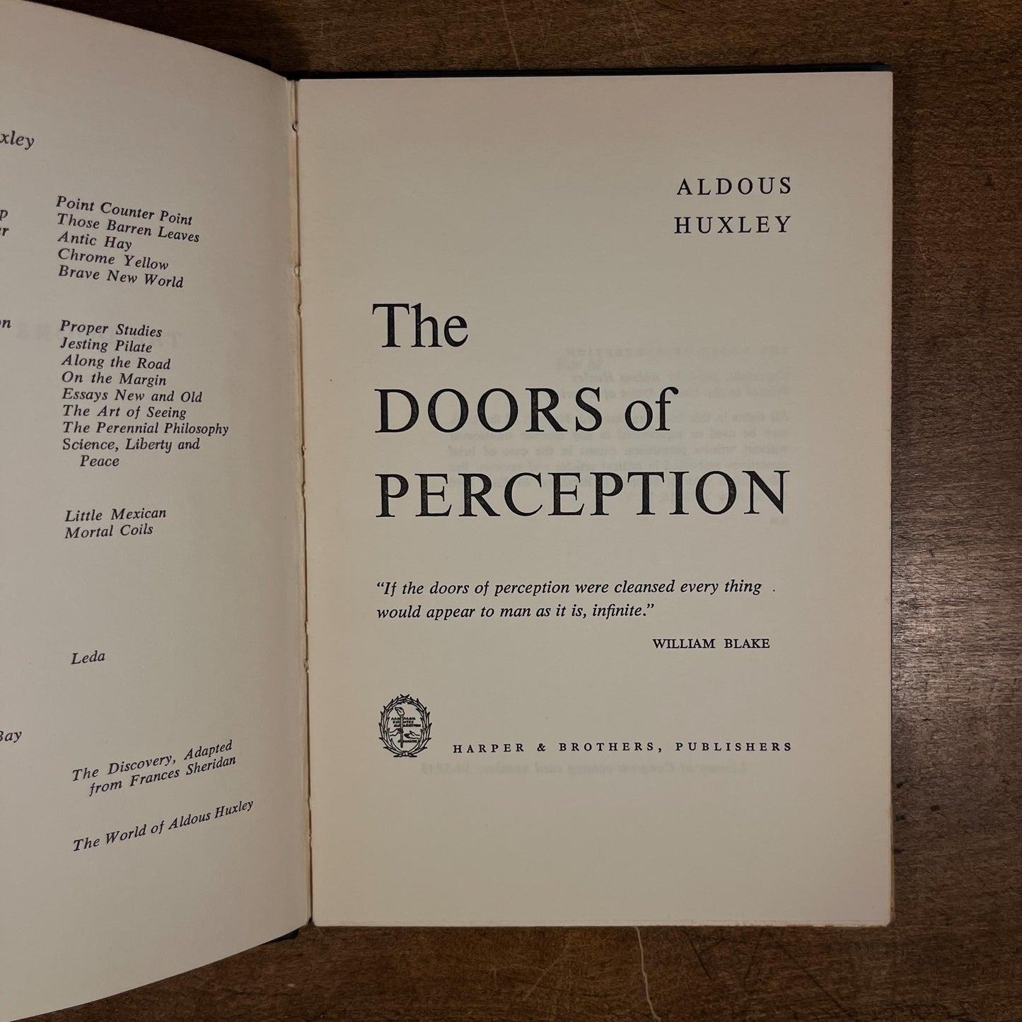 Early Printing - The Doors of Perception by Aldous Huxley (1954) Vintage Hardcover Book