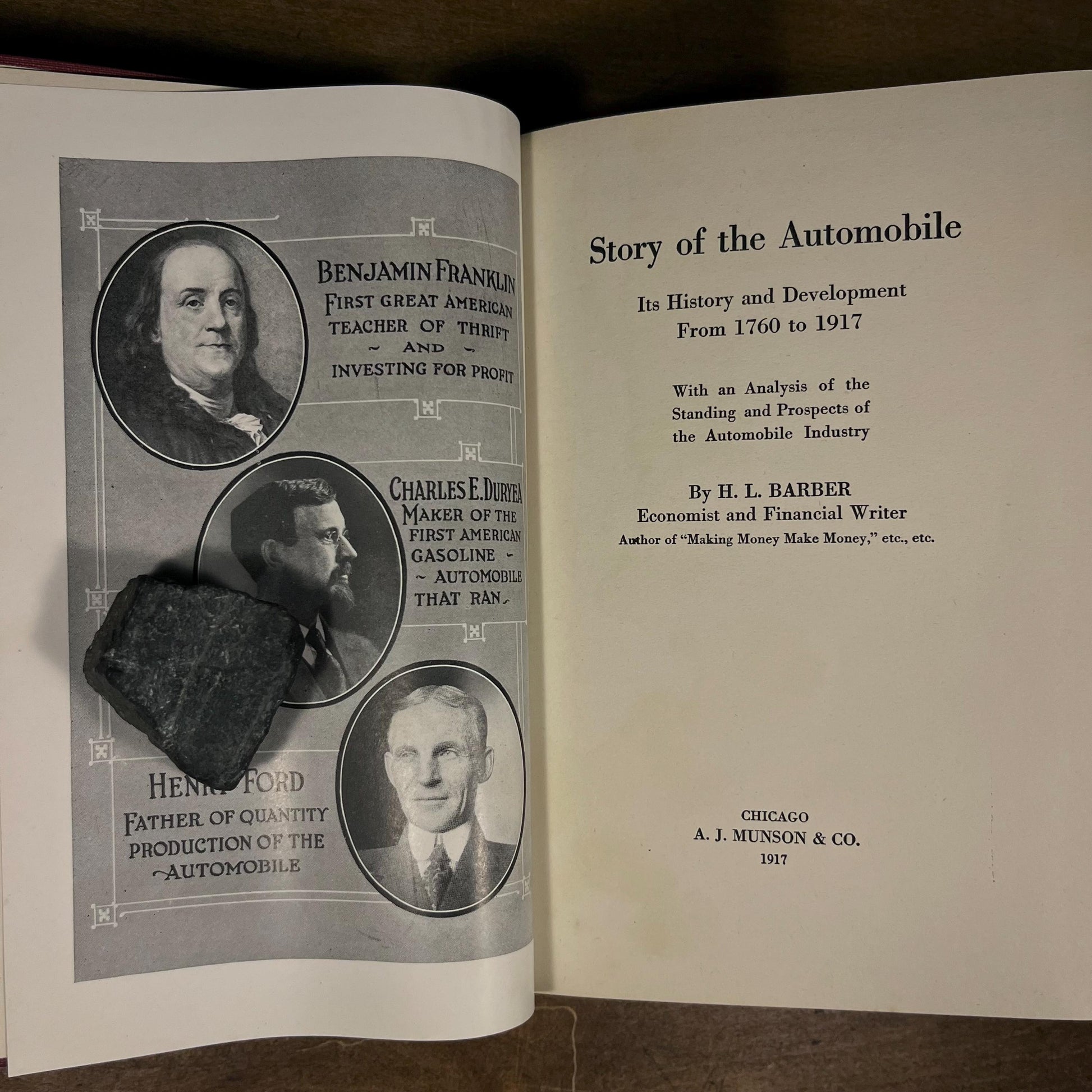 First Edition - The Story of the Automobile by H. L. Barber (1917) Vintage Hardcover Book