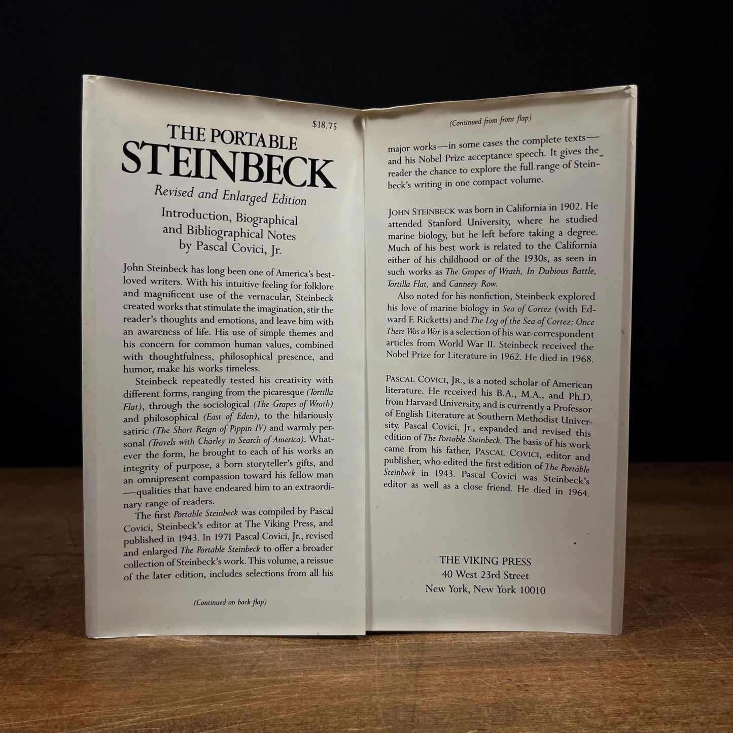 The Portable Steinbeck by Pascal Covici (1980) Vintage Hardcover Book