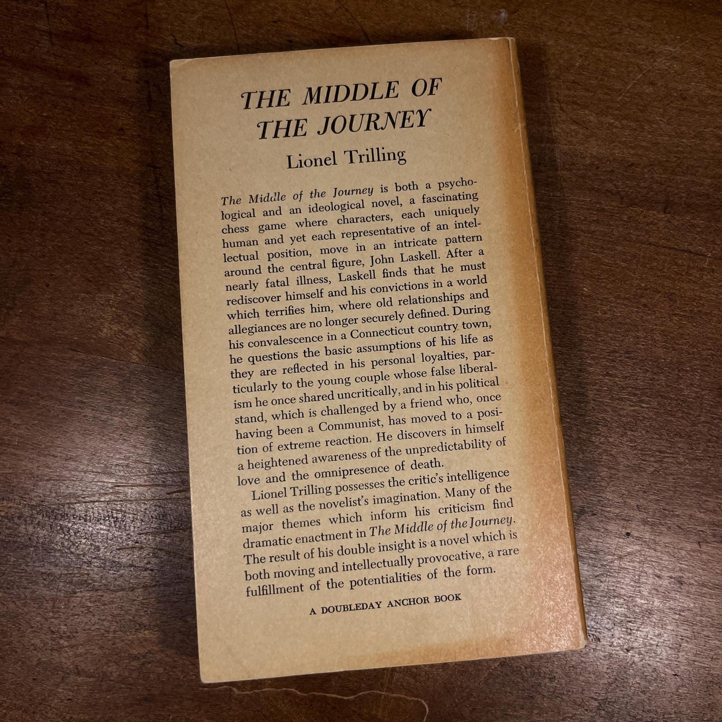 The Middle of the Journey by Lionel Trilling (1957) Vintage Paperback Book