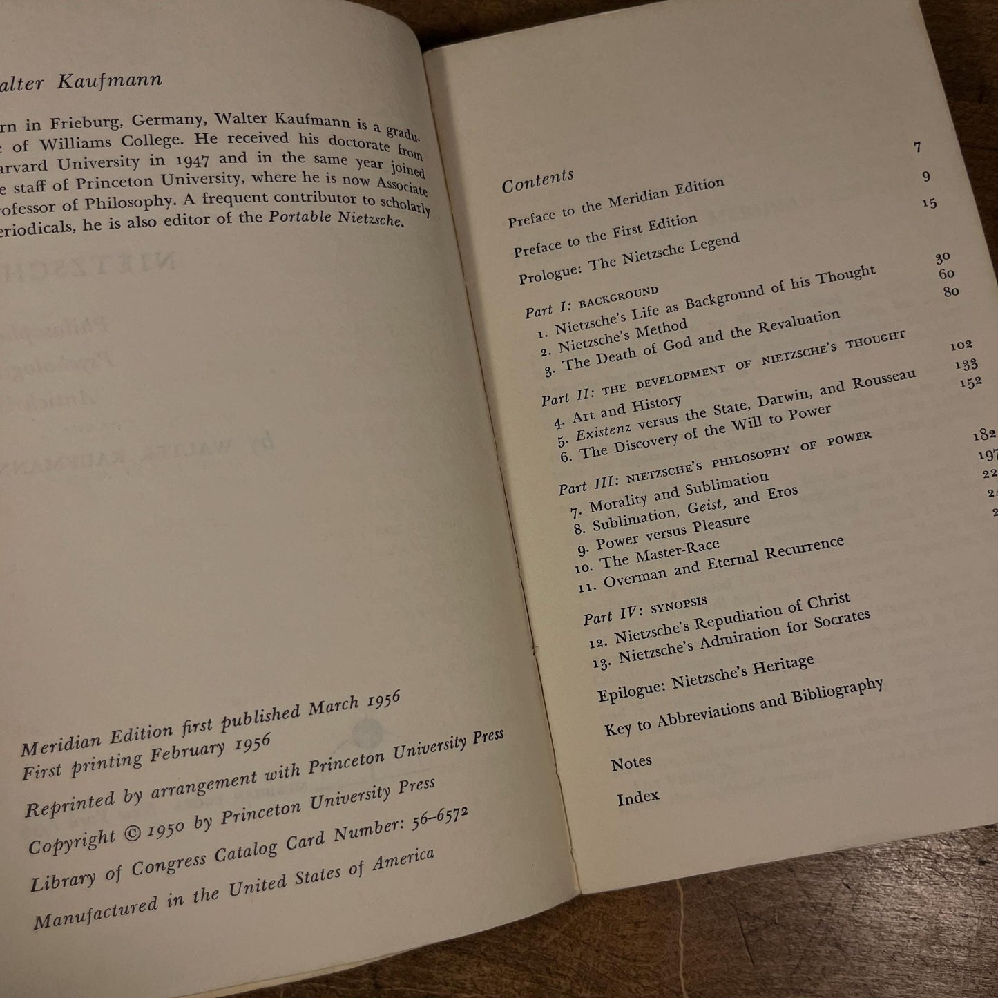 First Meridian Printing - Nietzsche: Philosopher, Psychologist, Antichrist by Walter Kaufmann (1956) Vintage Hardcover Book
