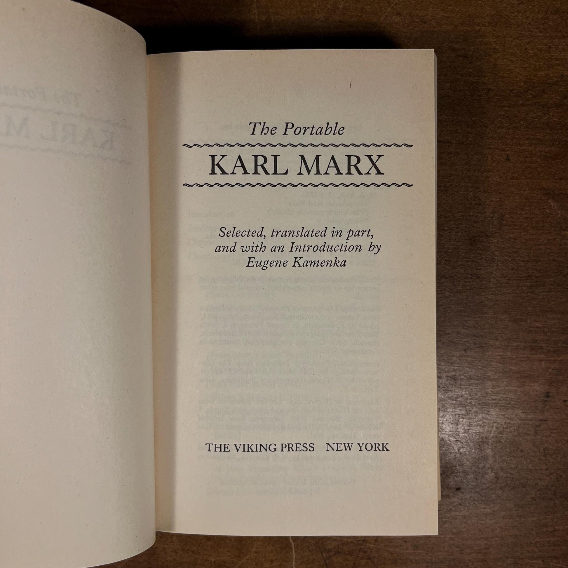 First Printing - The Portable Karl Marx by Eugene Kamenka (1983) Vintage Hardcover Book